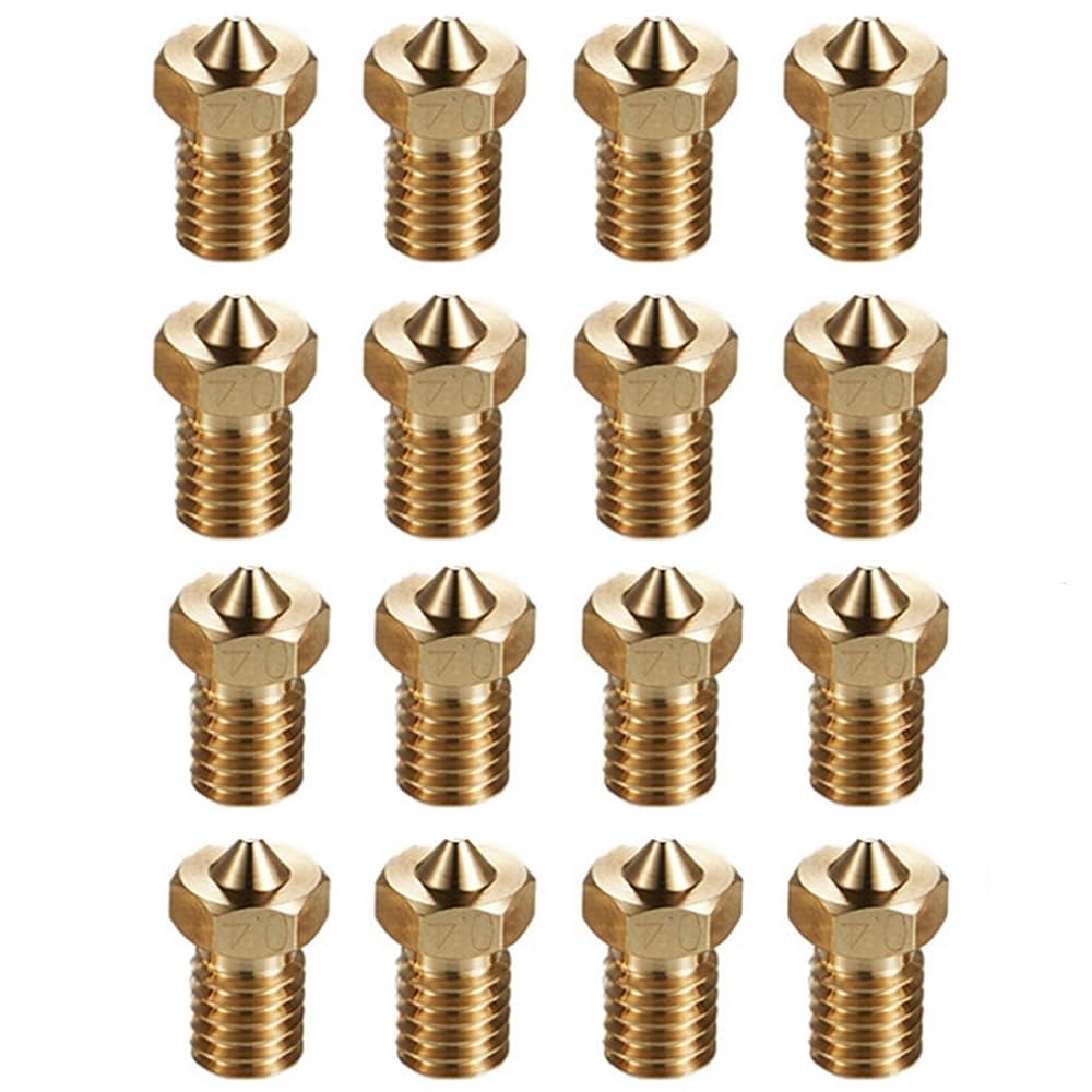 16Pcs V6 노즐 0.4mm E3D V5 핫엔드 호환, 애니큐빅 I3 메가 A8 프루사 MK3 / MK3S 3D 프린터 압출기 황동 - 상품 이미지