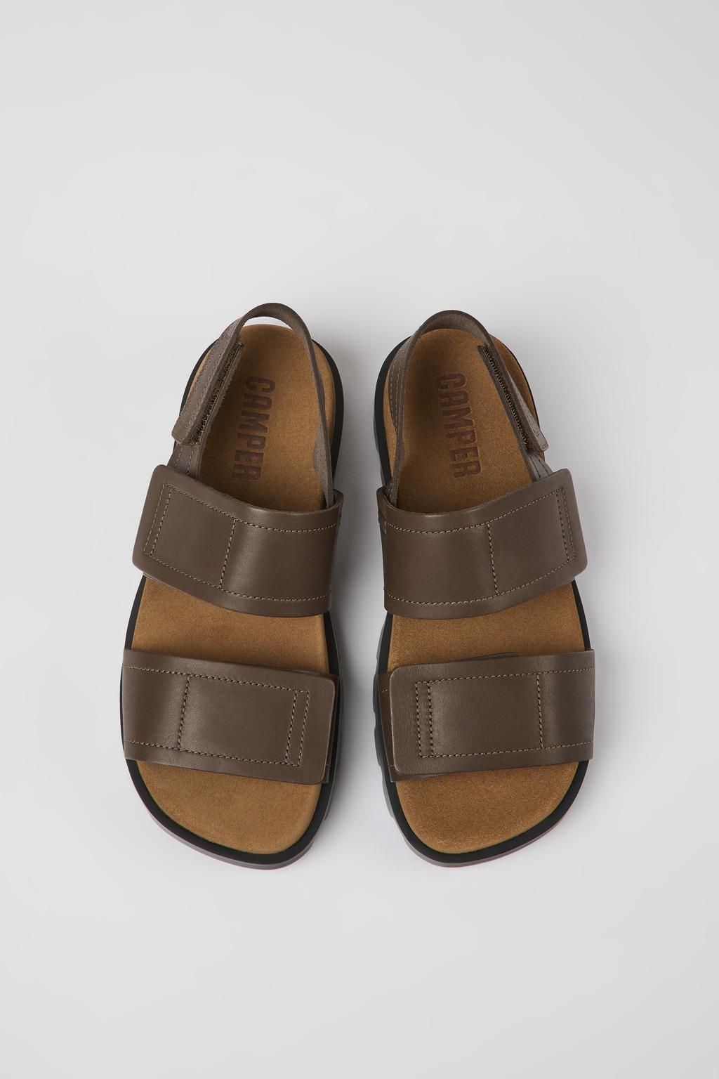 캠퍼 프리미엄 브라운 레더 스트랩 샌들 Brutus K201323-009 BROWN - 상세 이미지 4