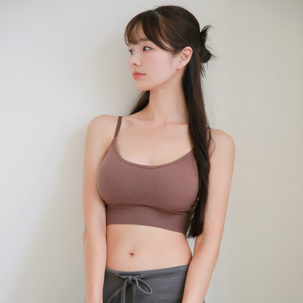 (1+1) 코지랩 크롭 나시 브라렛 데일리 슬림 골지 볼륨업 캡내장 여름 사계절 이너웨어 브라탑 - 상세 이미지 4