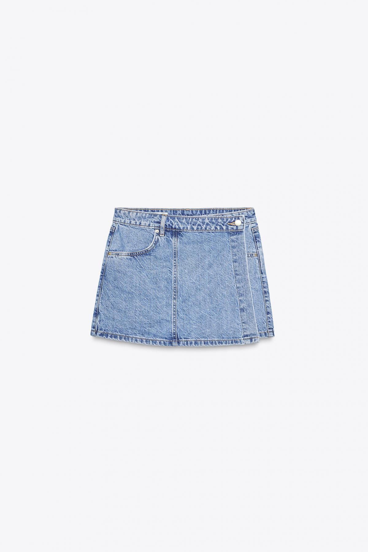 자라 하이웨이스트 랩 데님 스커트팬츠 Z1975 7484/062 MID-BLUE - 메인 이미지