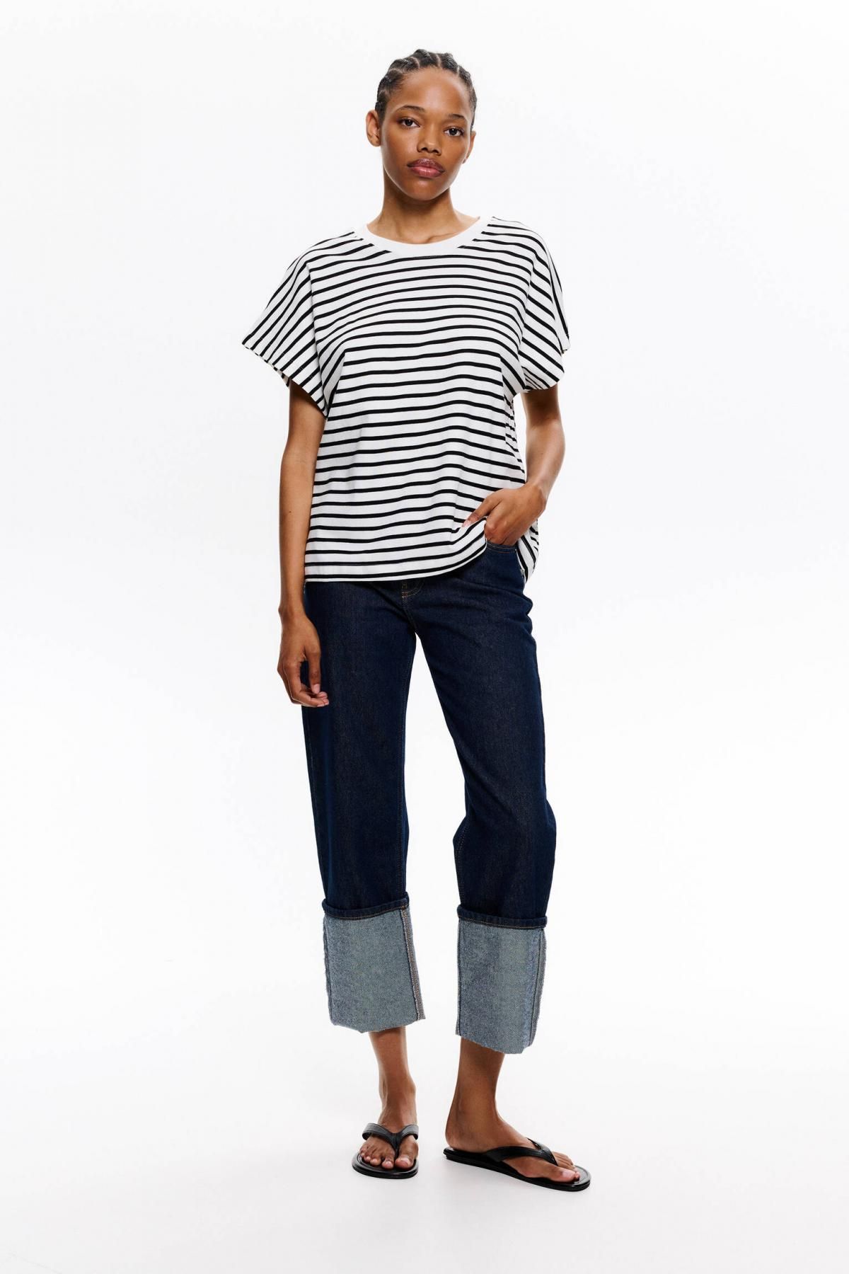 풀앤베어 스트라이프 베이직 라운드넥 반팔 티셔츠 7150/201 STRIPED - 상세 이미지 5