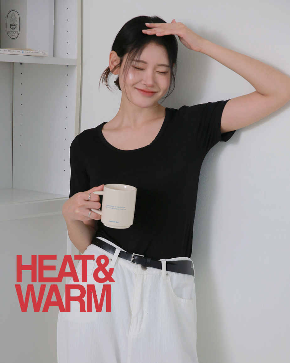 DDO 모달 여성 내복 히트앤웜 상의 긴팔 반팔 겨울 여자 내의 발열 보온 기모이너 슬림핏 - 상품 이미지