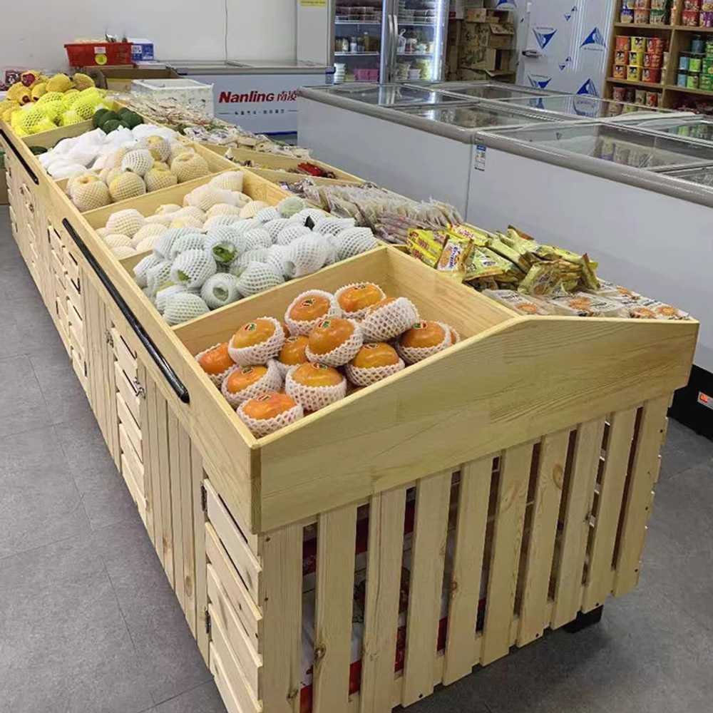 마트 과일 진열대 목재 슈퍼마켓 야채 디스플레이 랙 1x0.8m - 상세 이미지 5