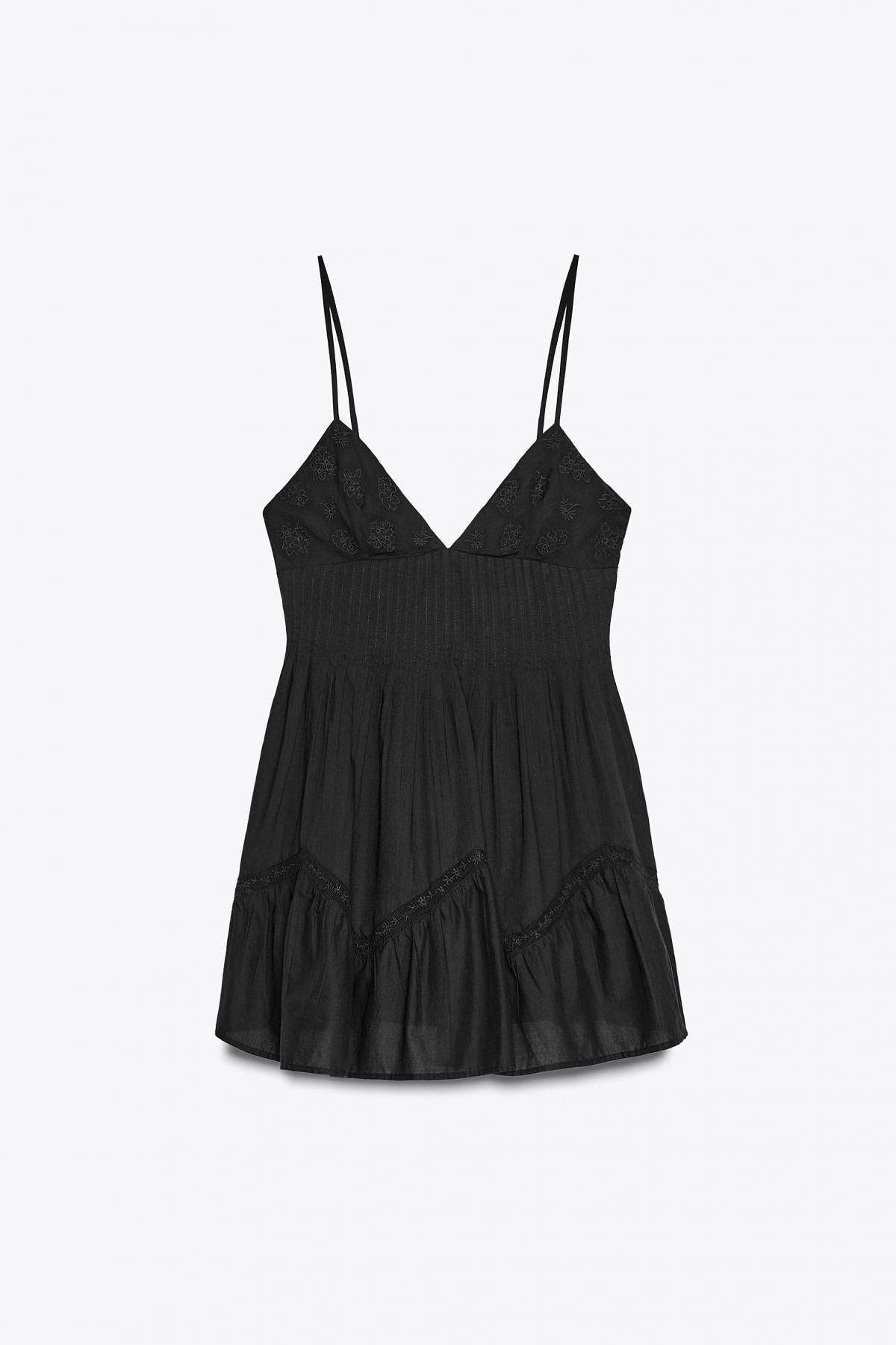 자라 베이직 블랙 자수 미니 원피스 0881/377 BLACK - 메인 이미지