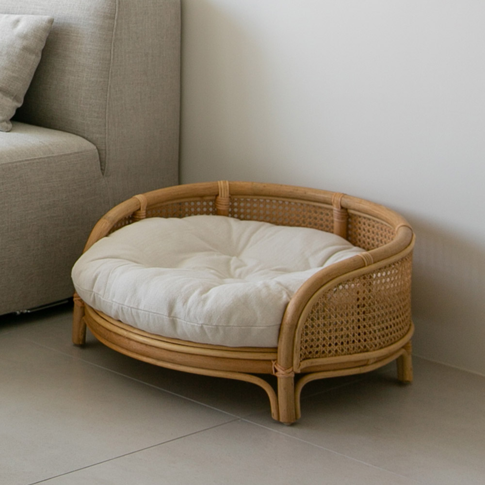 케인 강아지침대 고양이해먹 라탄 고양이 집 쇼파 펫베드 애견 원목침대