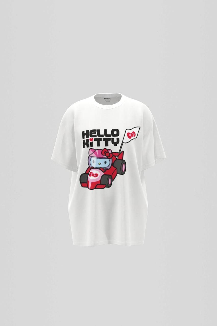 버쉬카 캐주얼 오버핏 헬로우키티 그래픽 반팔 티셔츠 2377/807 OFF WHITE - 상세 이미지 2