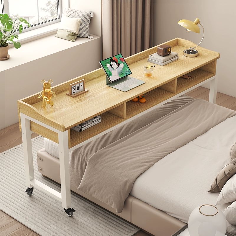 침대테이블 침대책상 서랍형 이동식 노트북 책상 침실 침대끝 긴 테이블 화이트 프레임+화이트 140x40x85cm
