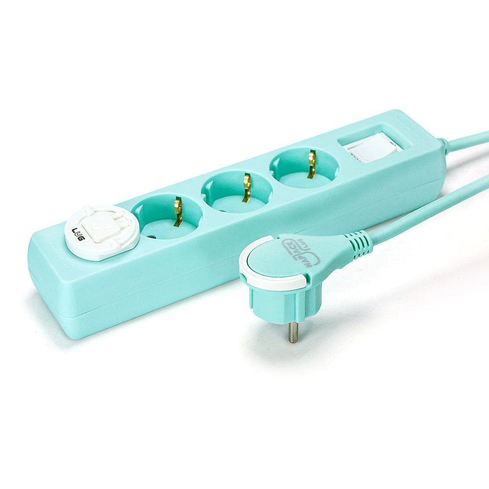 러그박스 3구 멀티탭 USB-C 타입 납작 플러그 안전커버 포함 1.5m, 민트, 1개 - 상세 이미지 2