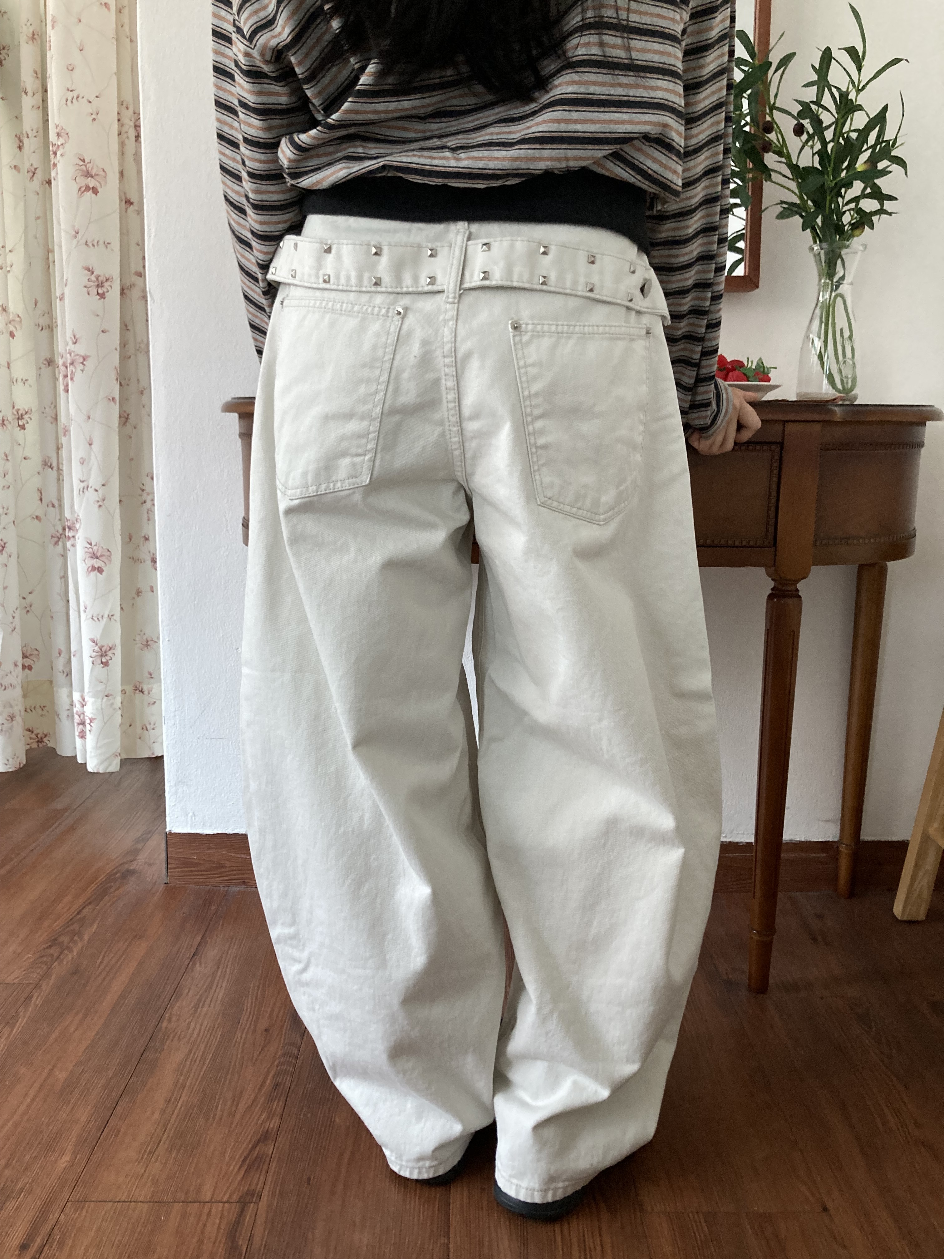 케리 스터드 벨트 팬츠 [2Color] - 상품 이미지