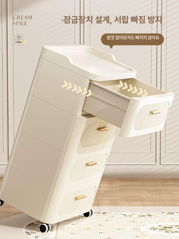 다기능 서랍형 수납장 거실 틈새 수납 가정용 이동식 플라스틱 서랍장 7단 캐비닛 면폭 35cm 높고 두꺼움 무취 3단 - 상세 이미지 4