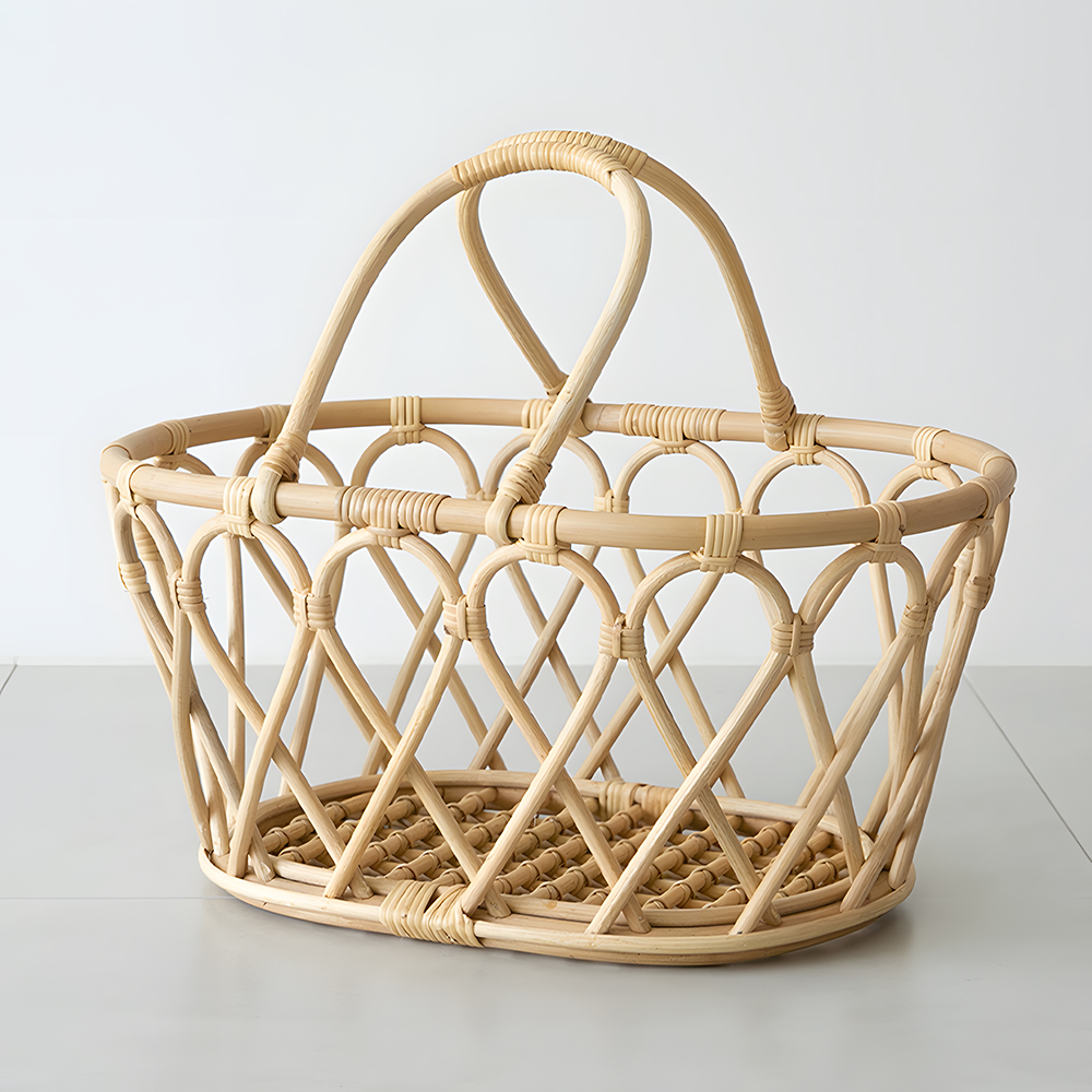 바인 라탄바구니 수납 바스켓 피크닉바구니 장난감 수건 과일 손잡이 대형