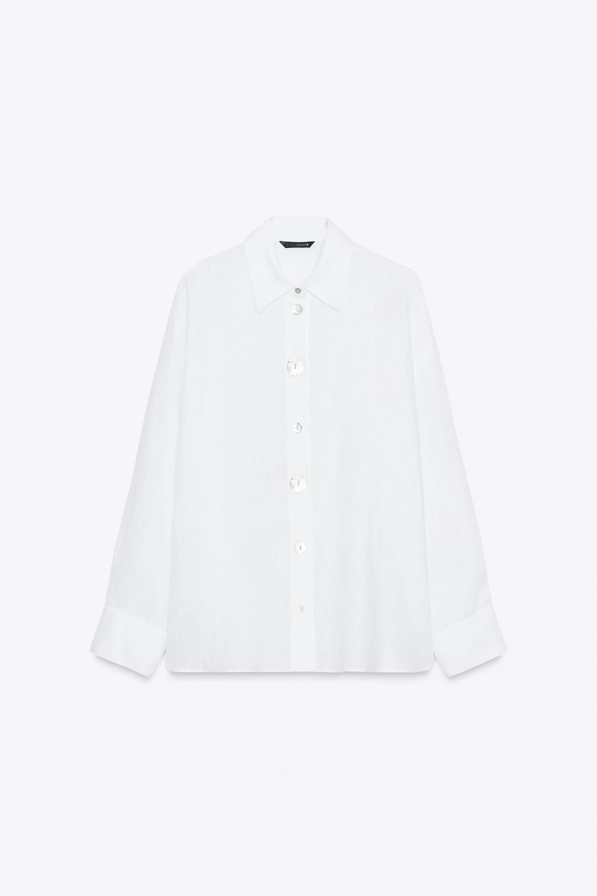 자라 내추럴 린넨 오버핏 긴팔 셔츠 8117/707 WHITE - 메인 이미지