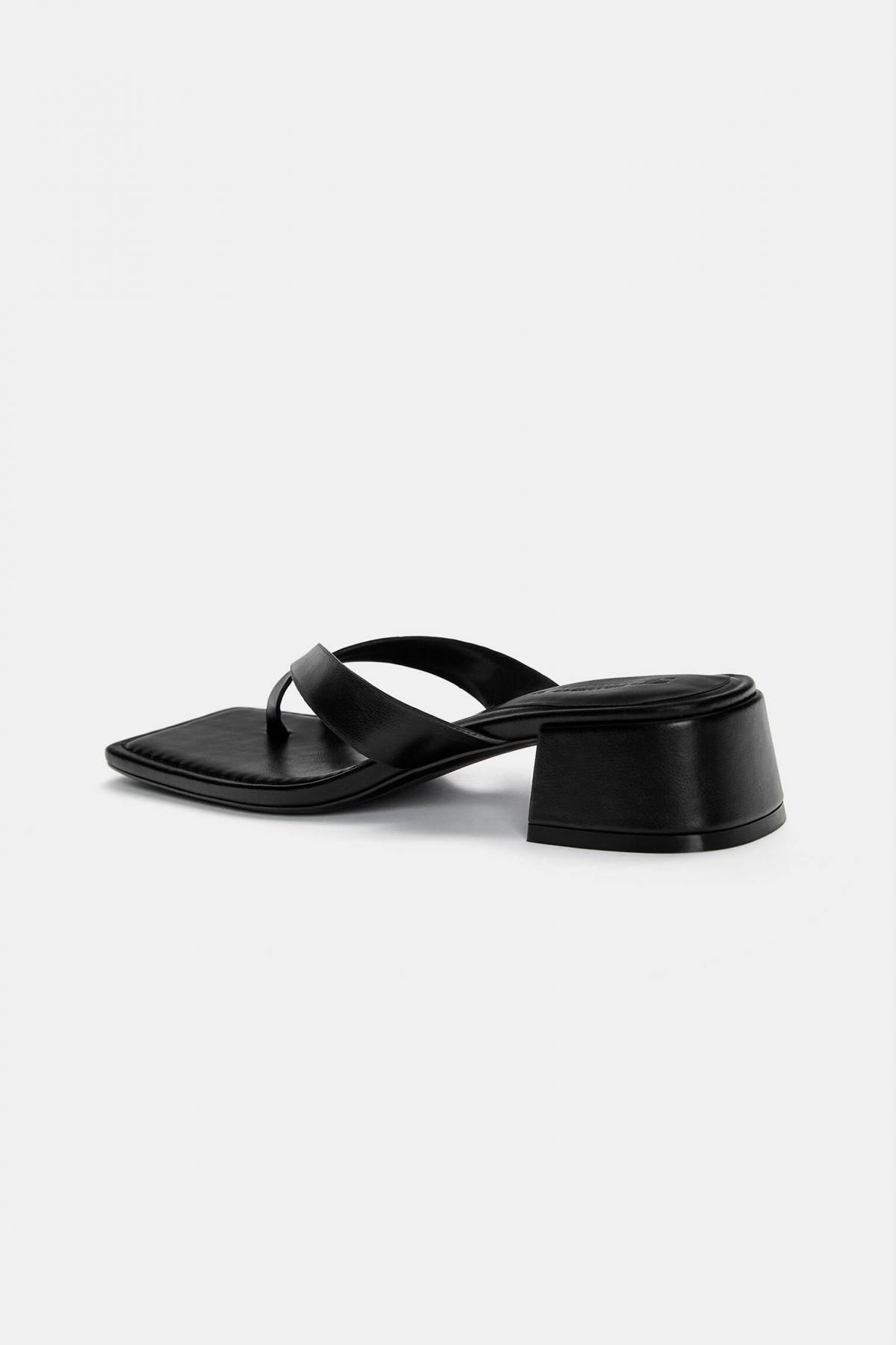 풀앤베어 미니멀 블랙 스퀘어토 에어핏 로우 블록힐 샌들 1642/540 BLACK - 상세 이미지 4
