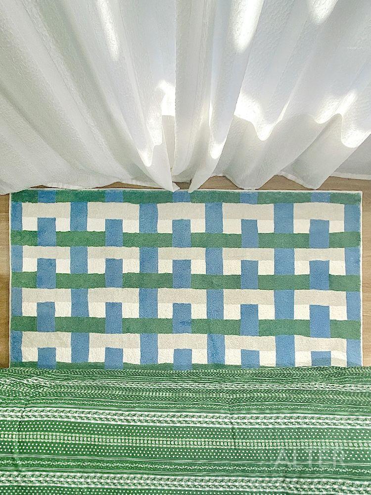 빈티지 블루 그린 긴 러그 침대 카페트 거실 침실 블루그린 50x150cm - 상세 이미지 2
