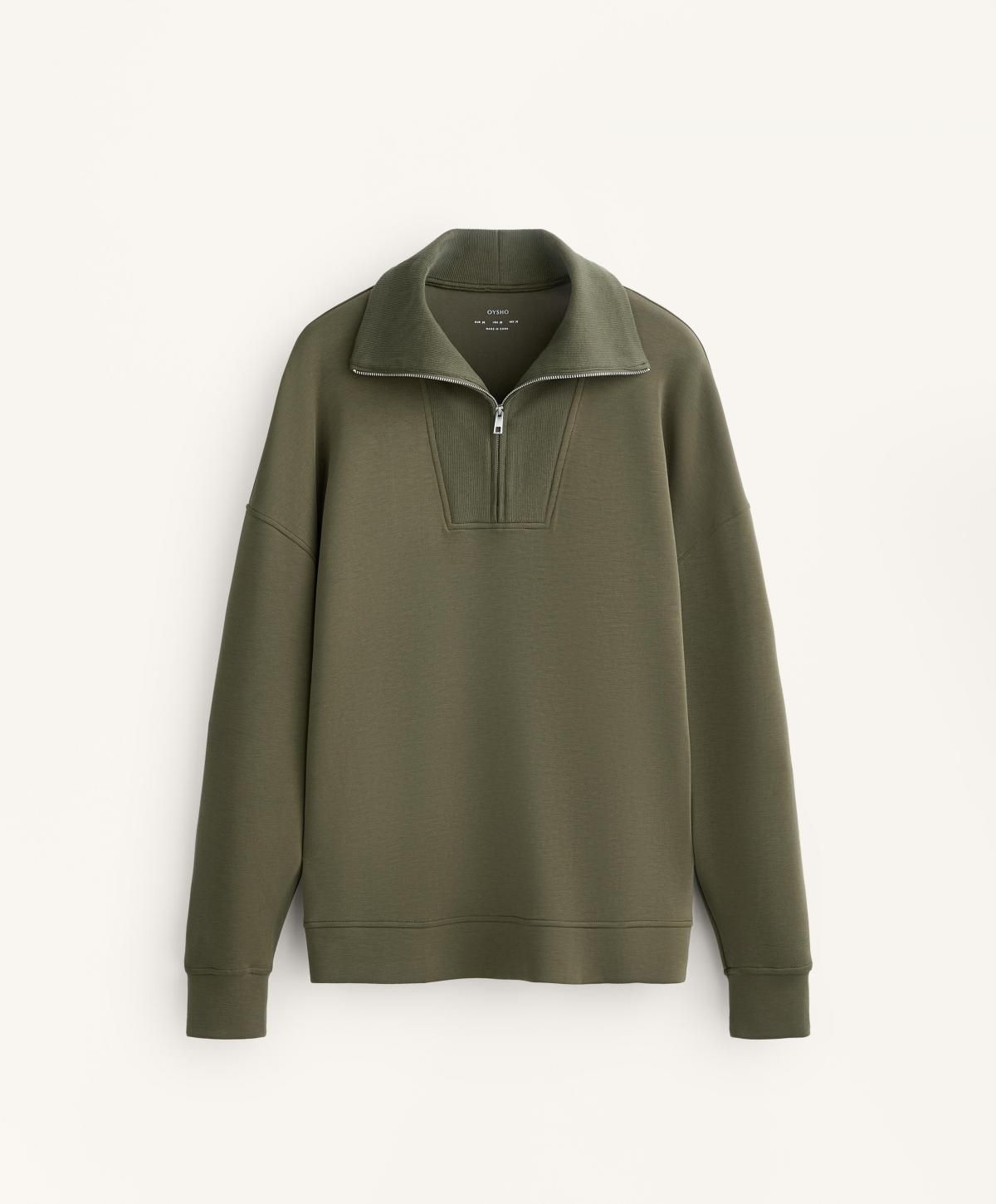 오이쇼 소프트 모달 하프집업 카키 긴팔 맨투맨 3791/780 KHAKI - 상품 이미지