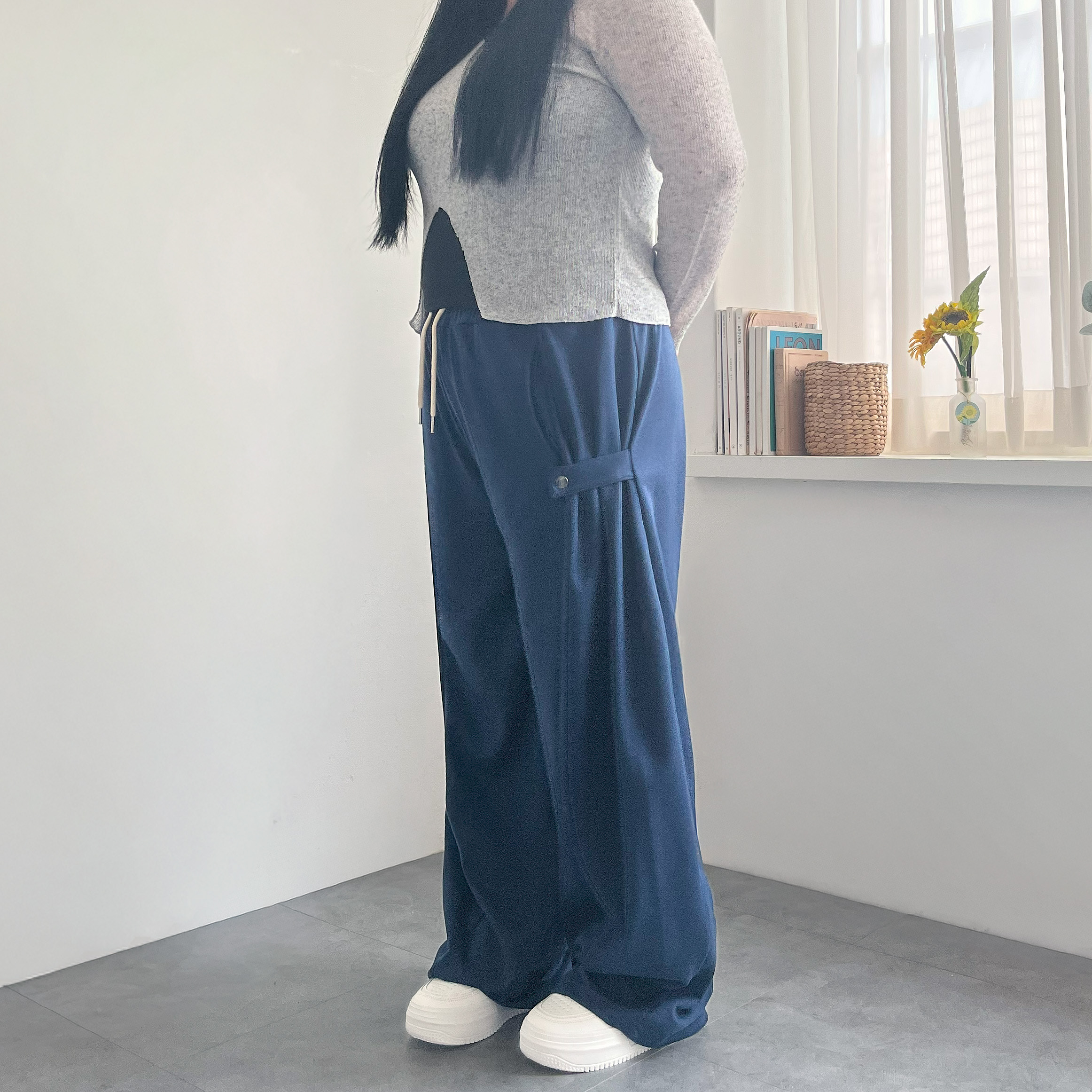 절개와이드 여자벌룬 사이드스냅팬츠 - 상세 이미지 5