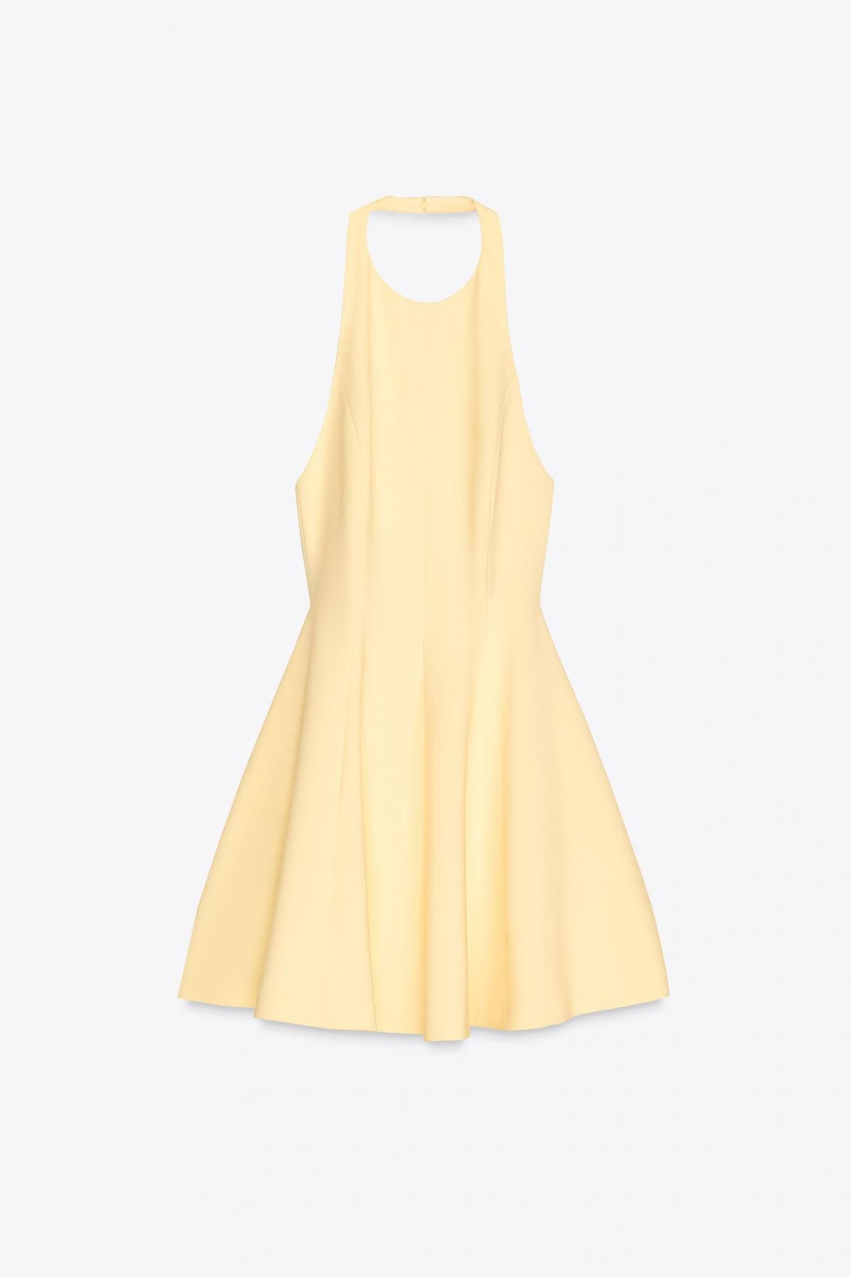 자라 플레어 미니 홀터넥 백리스 원피스 4772/355 YELLOW - 상품 이미지