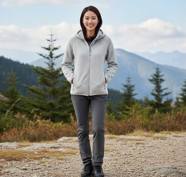 네파 여성 간절기 아우터 기모 플리스 후드 바람막이 자켓 - 상세 이미지 2