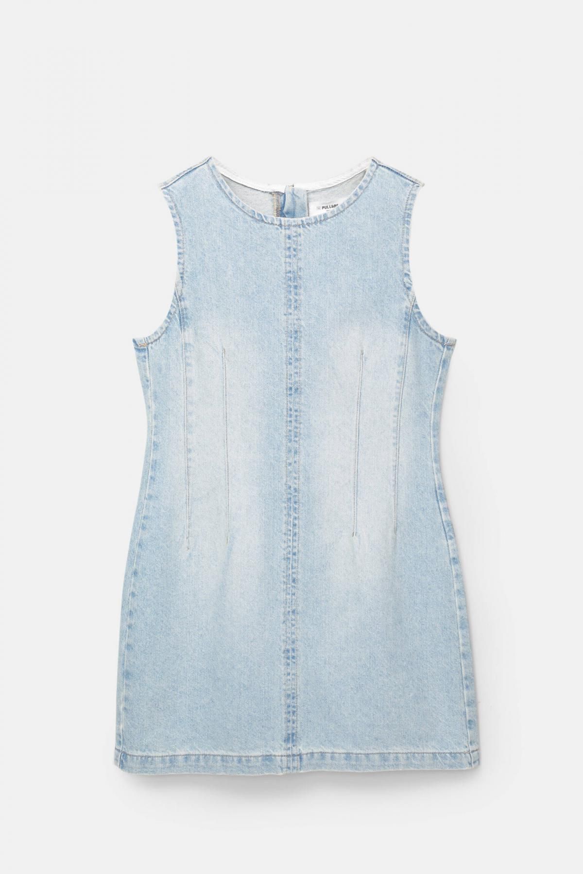 풀앤베어 라이트데님 미니 원피스 민소매 라운드넥 7397/300 MEDIUM BLUE - 상품 이미지