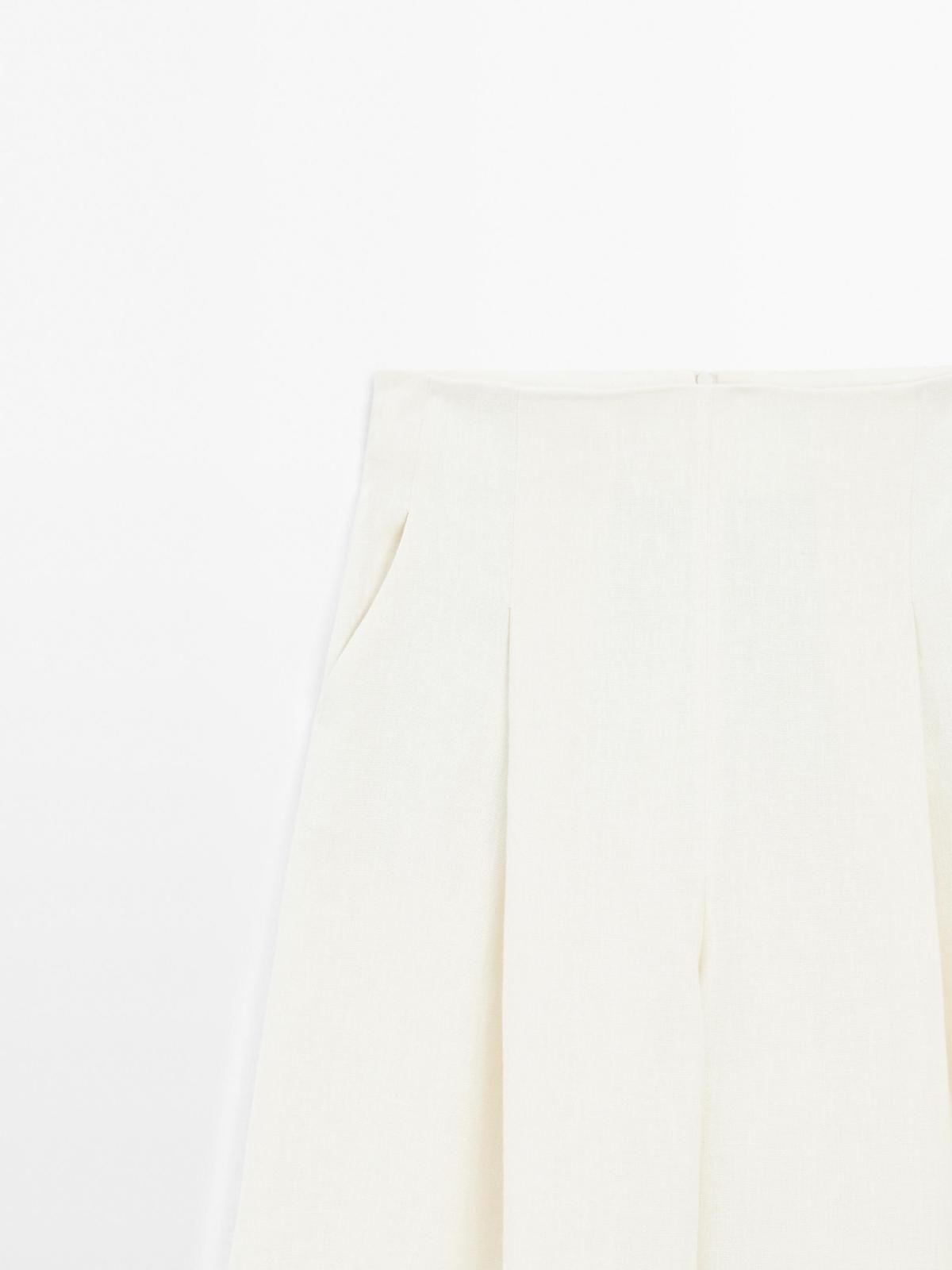 마시모두띠 프리미엄 린넨 하이웨이스트 와이드 팬츠 9173/952 CREAM - 상세 이미지 4