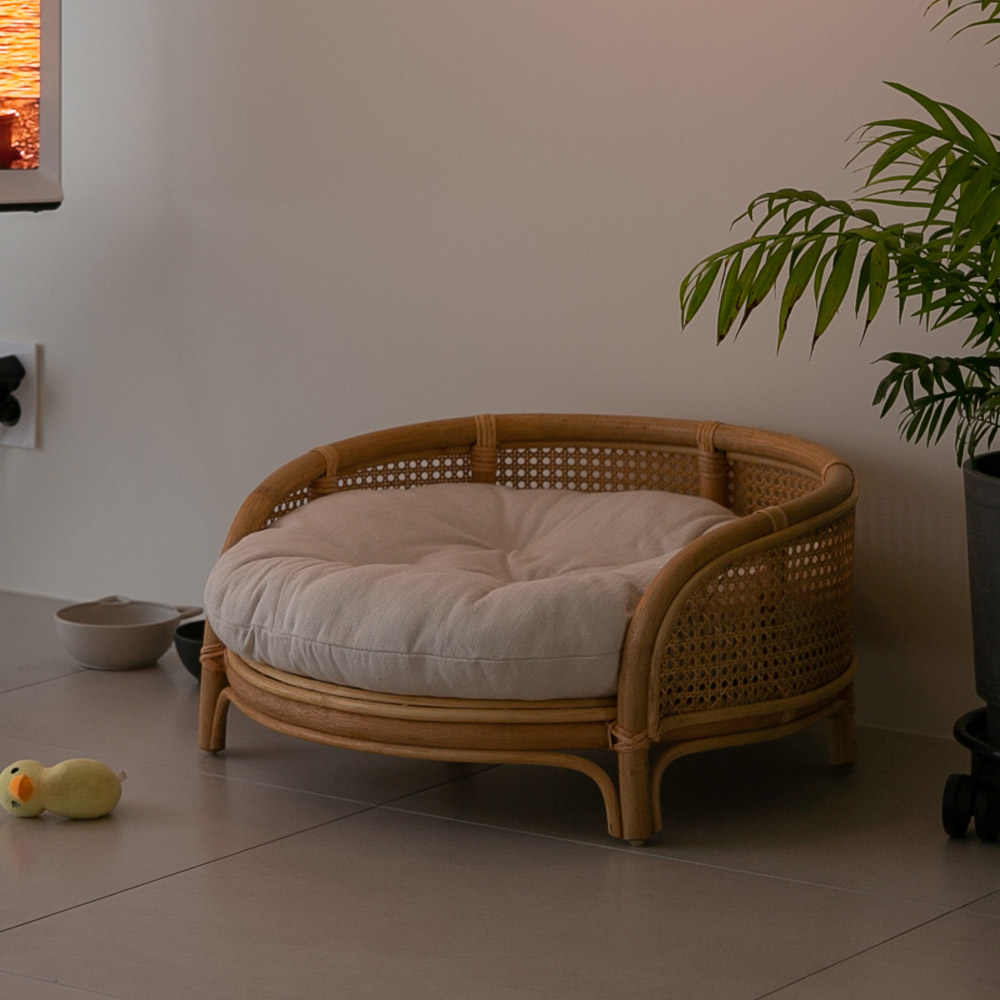 케인 강아지침대 고양이해먹 라탄 고양이 집 쇼파 펫베드 애견 원목침대