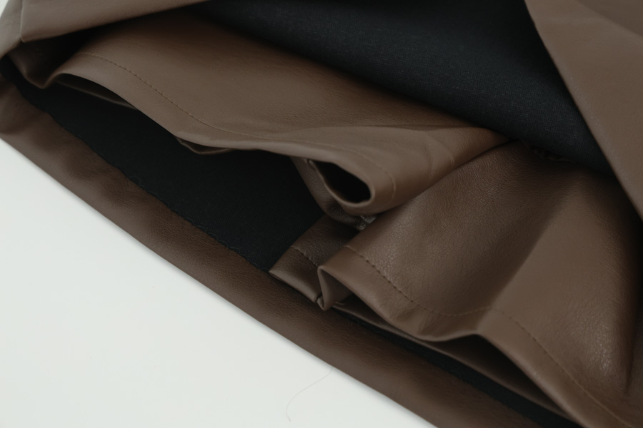 펜던트 포인트 A라인 레더 스커트 치마바지 (BROWN, 3 SIZE) - 상세 이미지 2