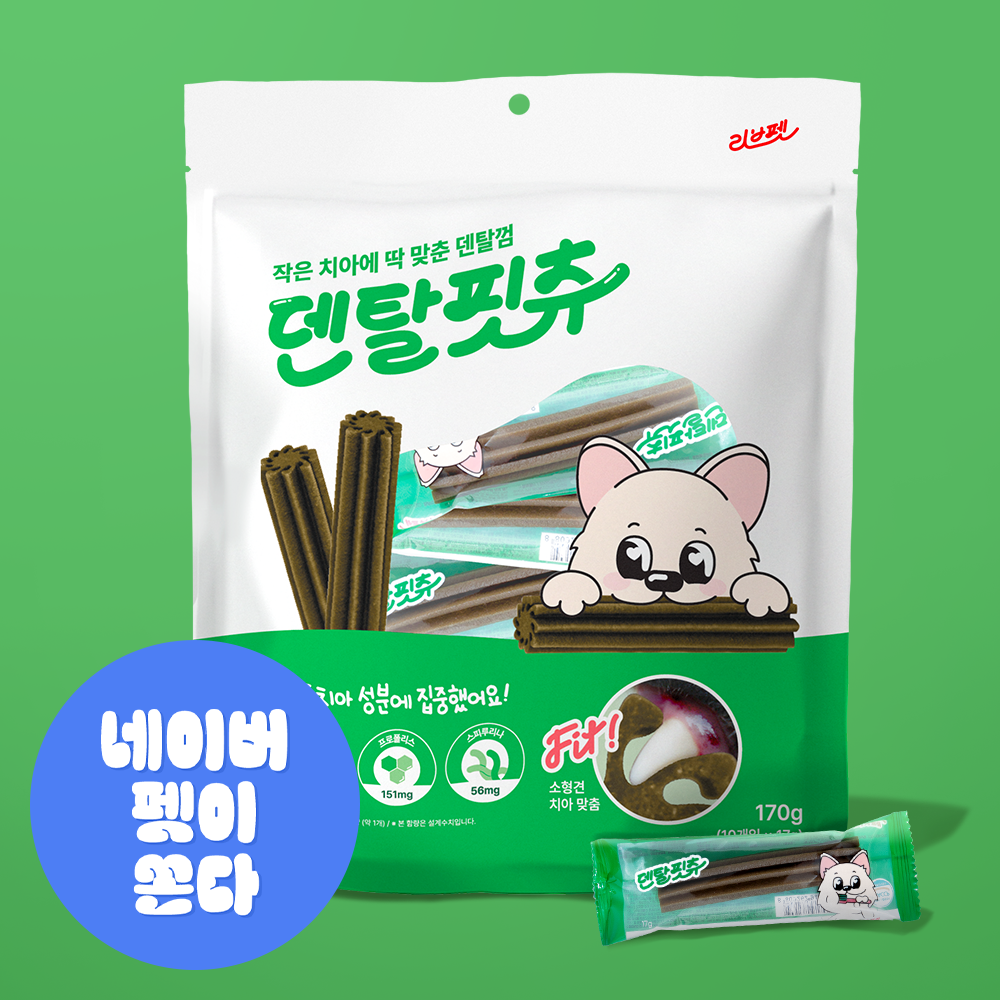 리브펫 덴탈핏츄 강아지껌 덴탈 치석제거 양치껌 170g, 1개