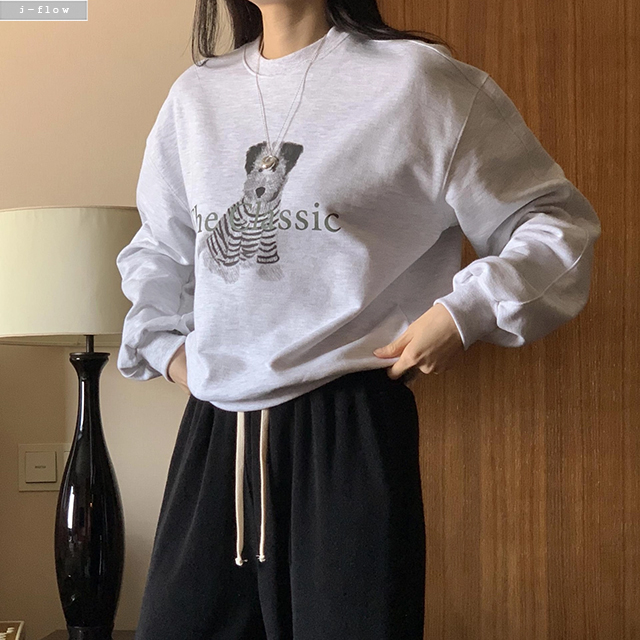 페이프 퍼피 클래식 루즈핏 맨투맨 3ol 가을 겨울 간절기 오버핏 레터링 제이플로우 - 상세 이미지 2