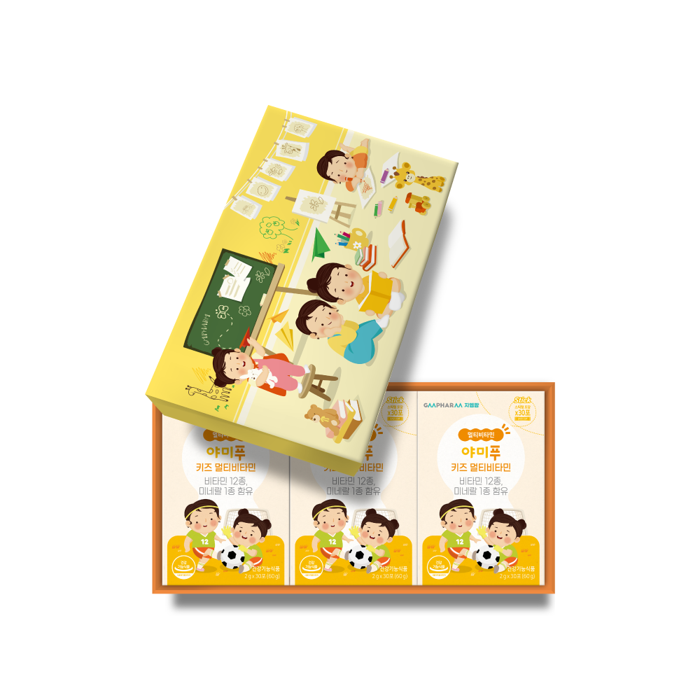 지엠팜 야미푸 키즈 멀티비타민 어린이 아이 미네랄 면역력 아연 비타민B 90포, 1개 - 상품 이미지