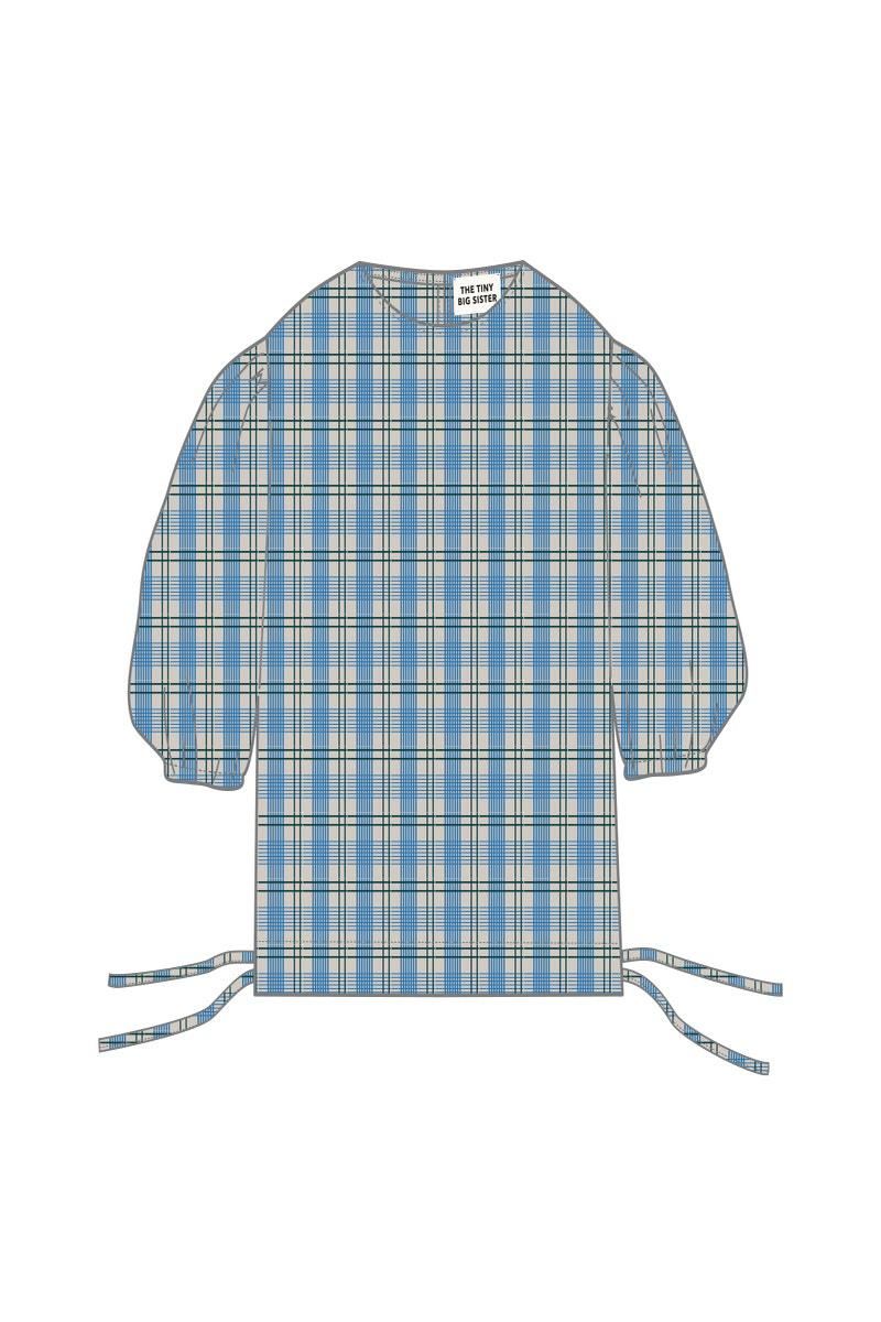 타이니코튼 체크 퍼프소매 스트링 블라우스 SS25-684R30 ONE COLOR - 상세 이미지 2