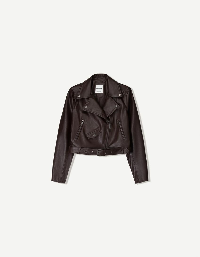 버쉬카 레더 크롭 재킷 1415/741 BROWN - 메인 이미지