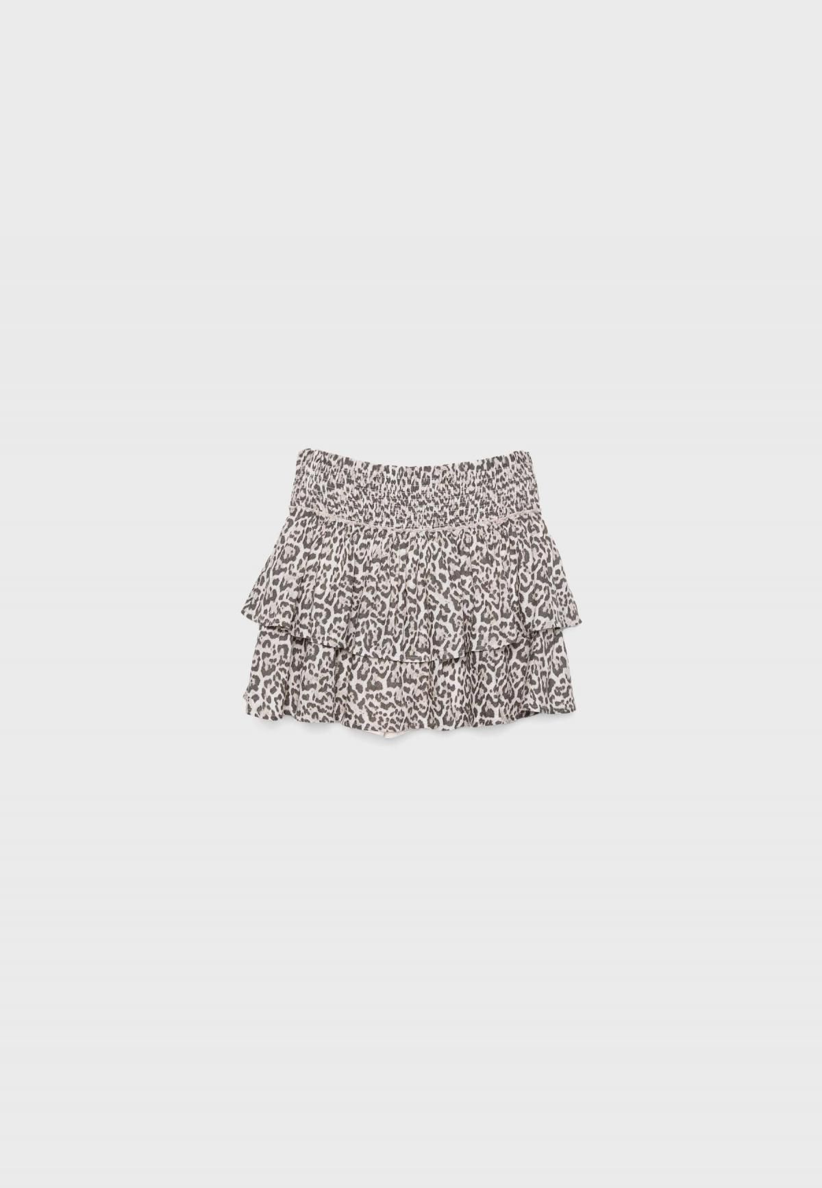 스트라디바리우스 레오파드 루즈핏 러플 스커트팬츠 1369/638 BEIGE - 메인 이미지