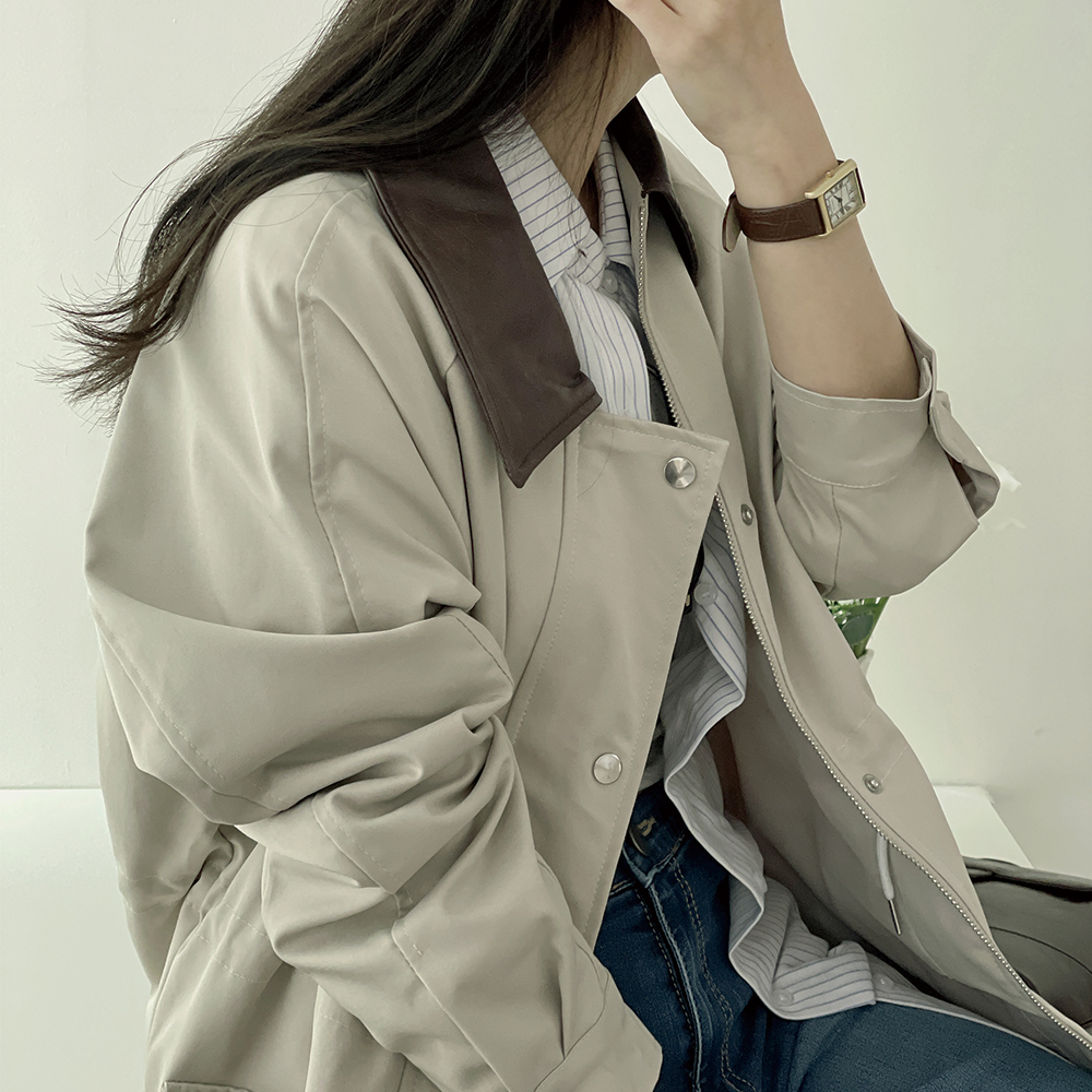 워크자켓 카라배색자켓 가을자켓 - 상세 이미지 2