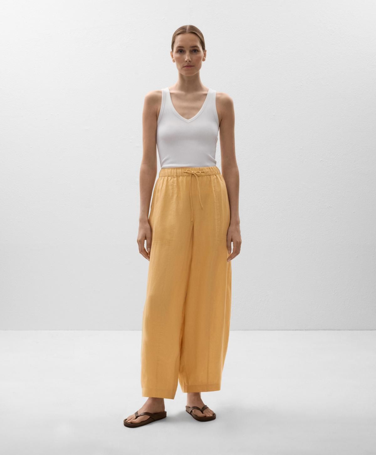 오이쇼 린넨 와이드 배럴 팬츠 3339/047 SOFTYELLOW - 상세 이미지 2