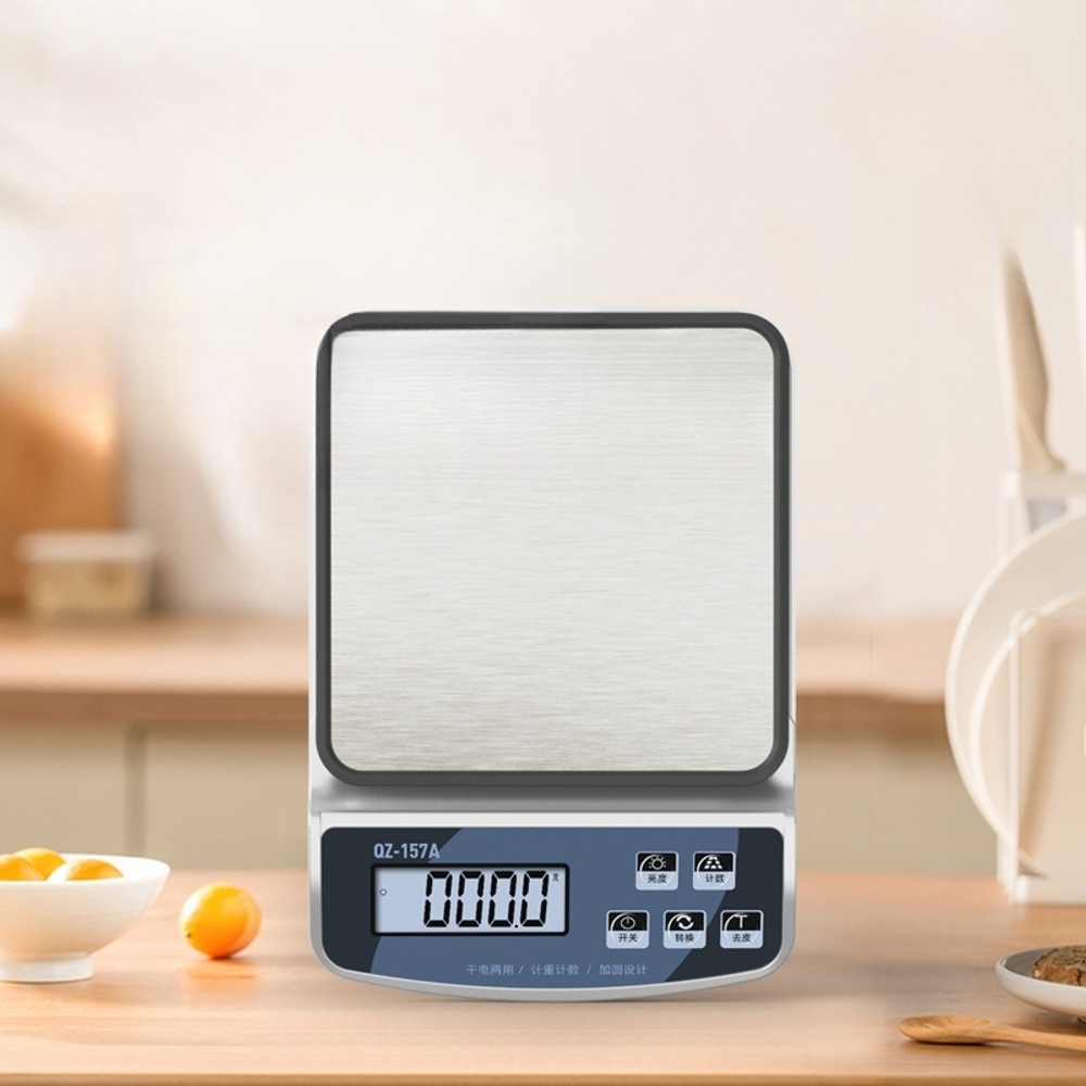 디지털 전자 저울 계량 주방용 정밀 스테인리스 스틸 상판 영어 3kg0.1g 방수 저울 - 상세 이미지 5