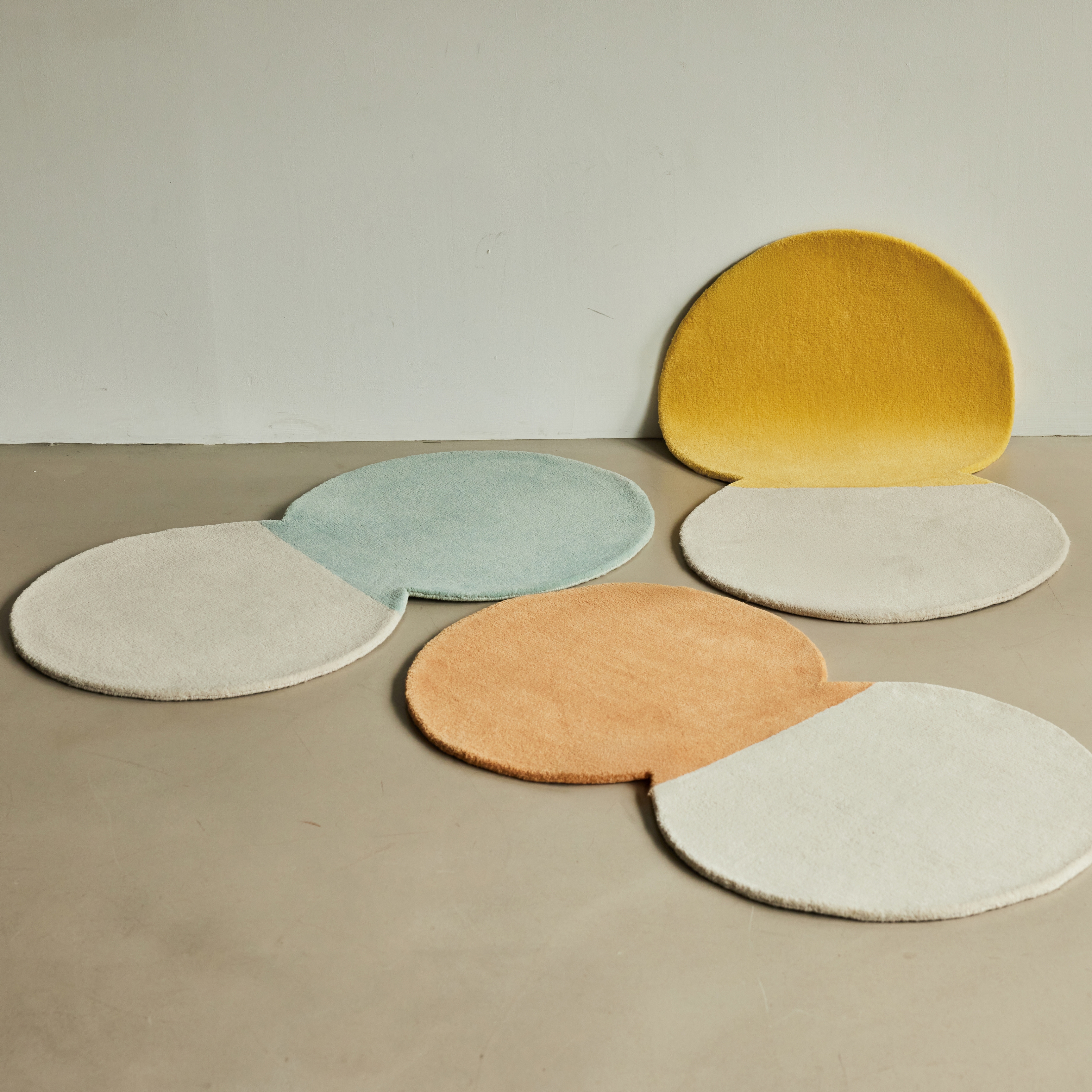 팜팜 핸드 터프티드 디자인 러그 크림+옐로, 모듈2_550x1000mm - 상세 이미지 2