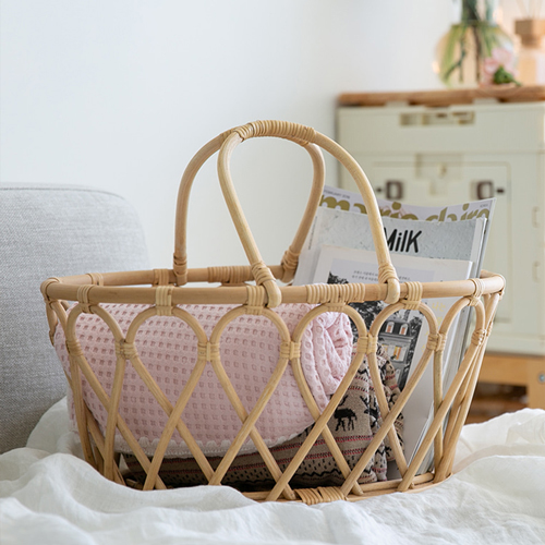 바인 라탄바구니 수납 바스켓 피크닉바구니 장난감 수건 과일 손잡이 대형
