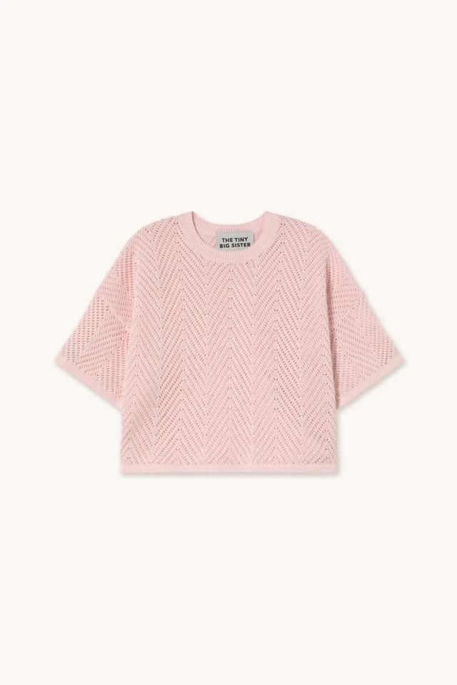 타이니코튼 레이스 니트 크롭 반팔 티셔츠 SS25-788N08 ONE COLOR - 상품 이미지