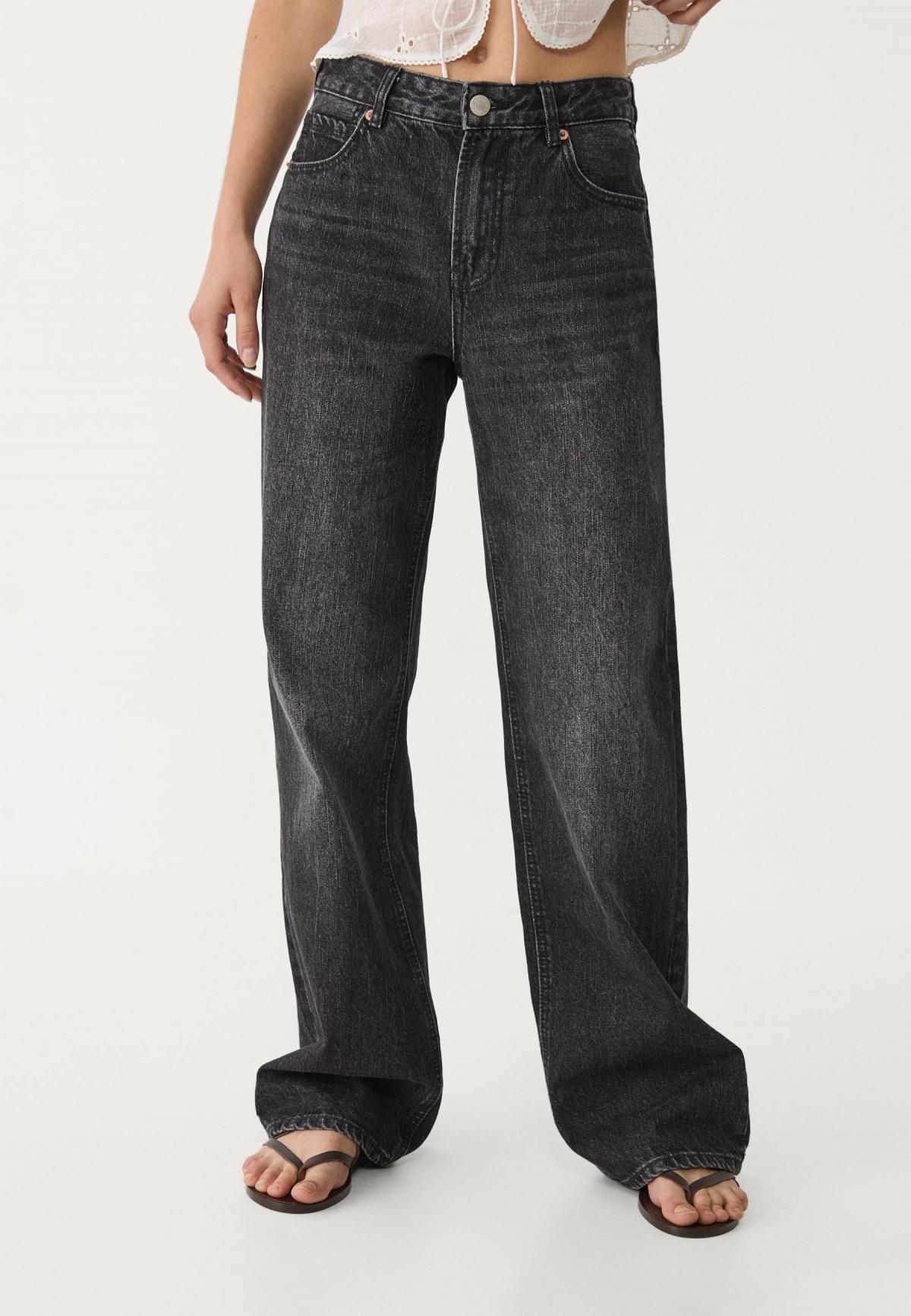 스트라디바리우스 빈티지 하이웨이스트 와이드핏 흑청 청바지 4891/885 BLACK DENIM WASH - 메인 이미지