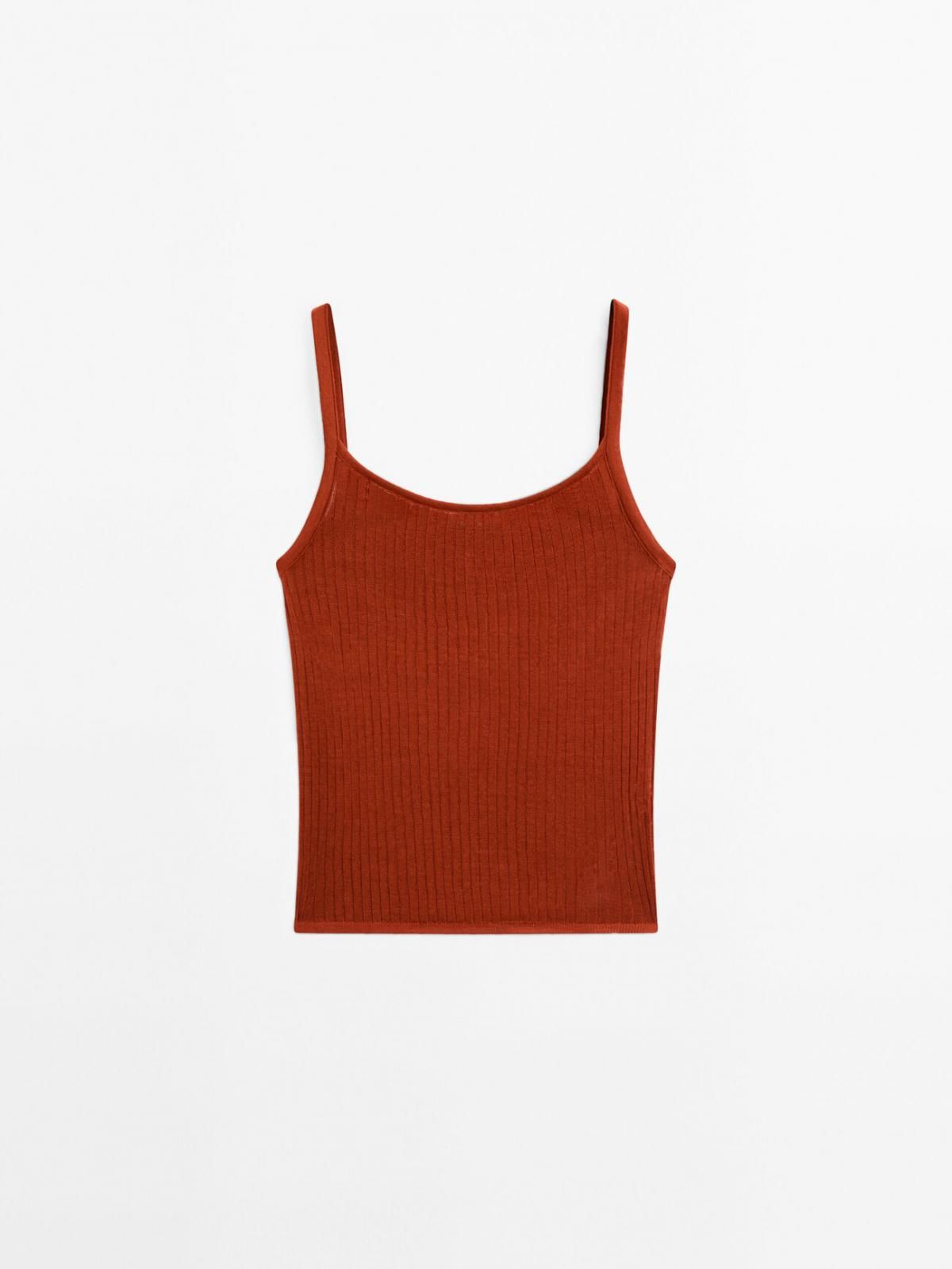 마시모두띠 리브드 크롭 슬리브리스 탑 6811/611 BURNT ORANGE - 상품 이미지