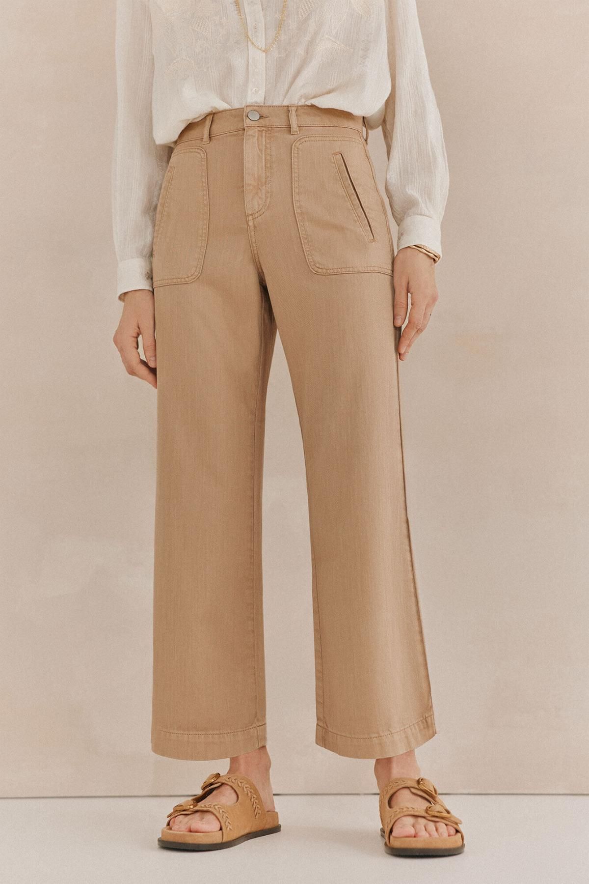 호스 인트로피아 와이드핏 TENCEL 슬랙스 팬츠 Paliana 8029134 MARFIL - 상품 이미지