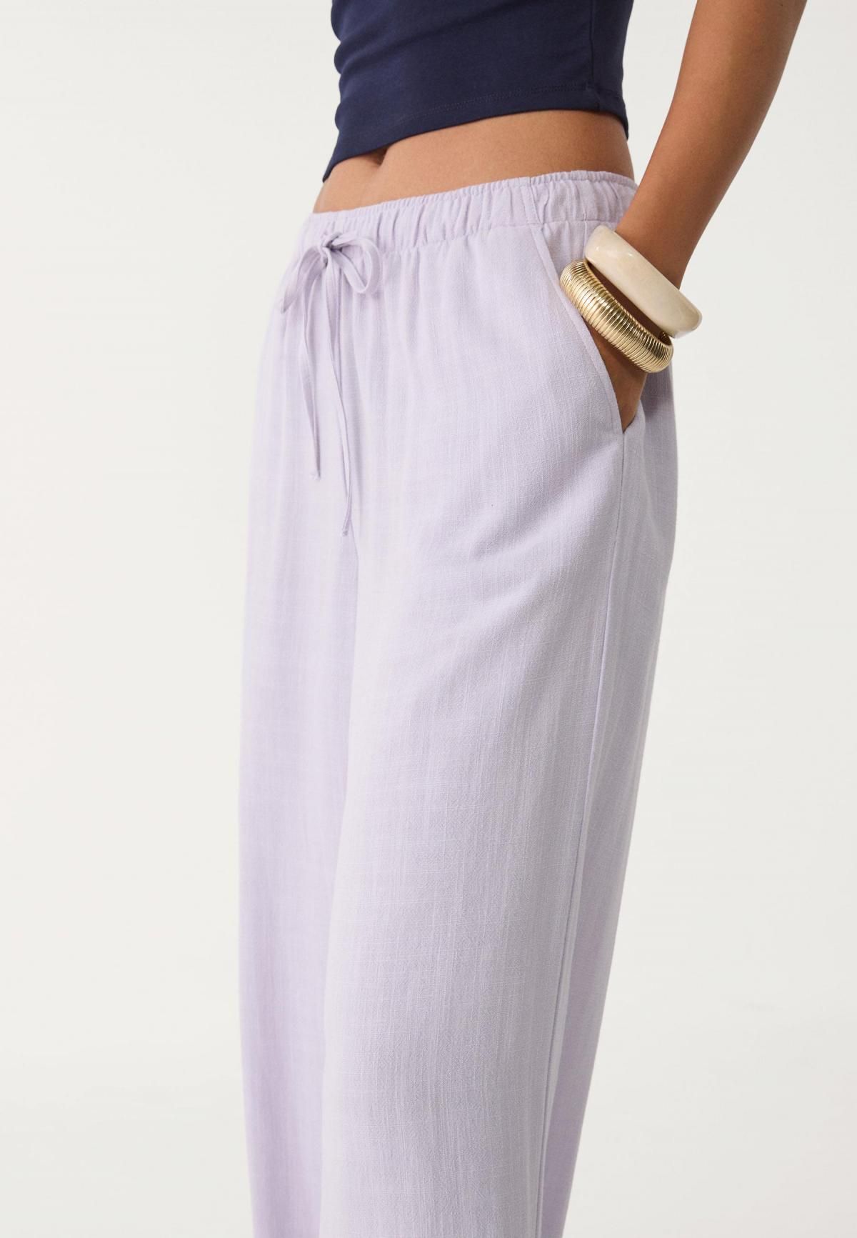 스트라디바리우스 라이트와이드 린넨블렌드 스트링 팬츠 1235/737 LILAC - 상세 이미지 5