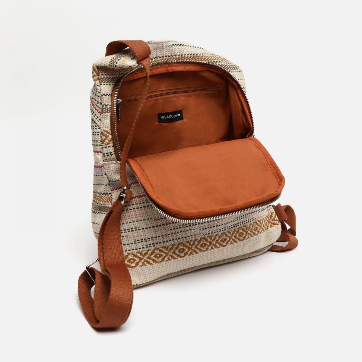 미사코 멀티컬러 자카드 프린트 도난방지 백팩 MICU-4800234117019 BEIGE - 상세 이미지 5