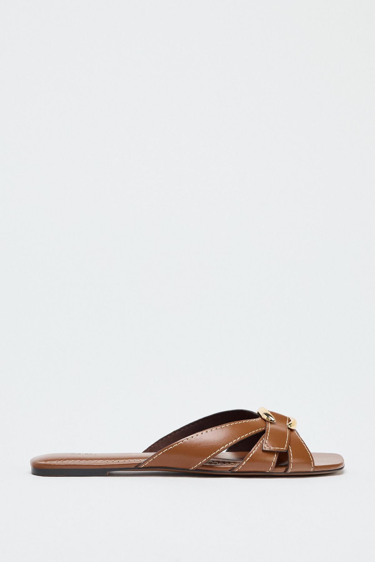 자라 메탈 디테일 크로스 스트랩 샌들 2648/610 BROWN - 메인 이미지