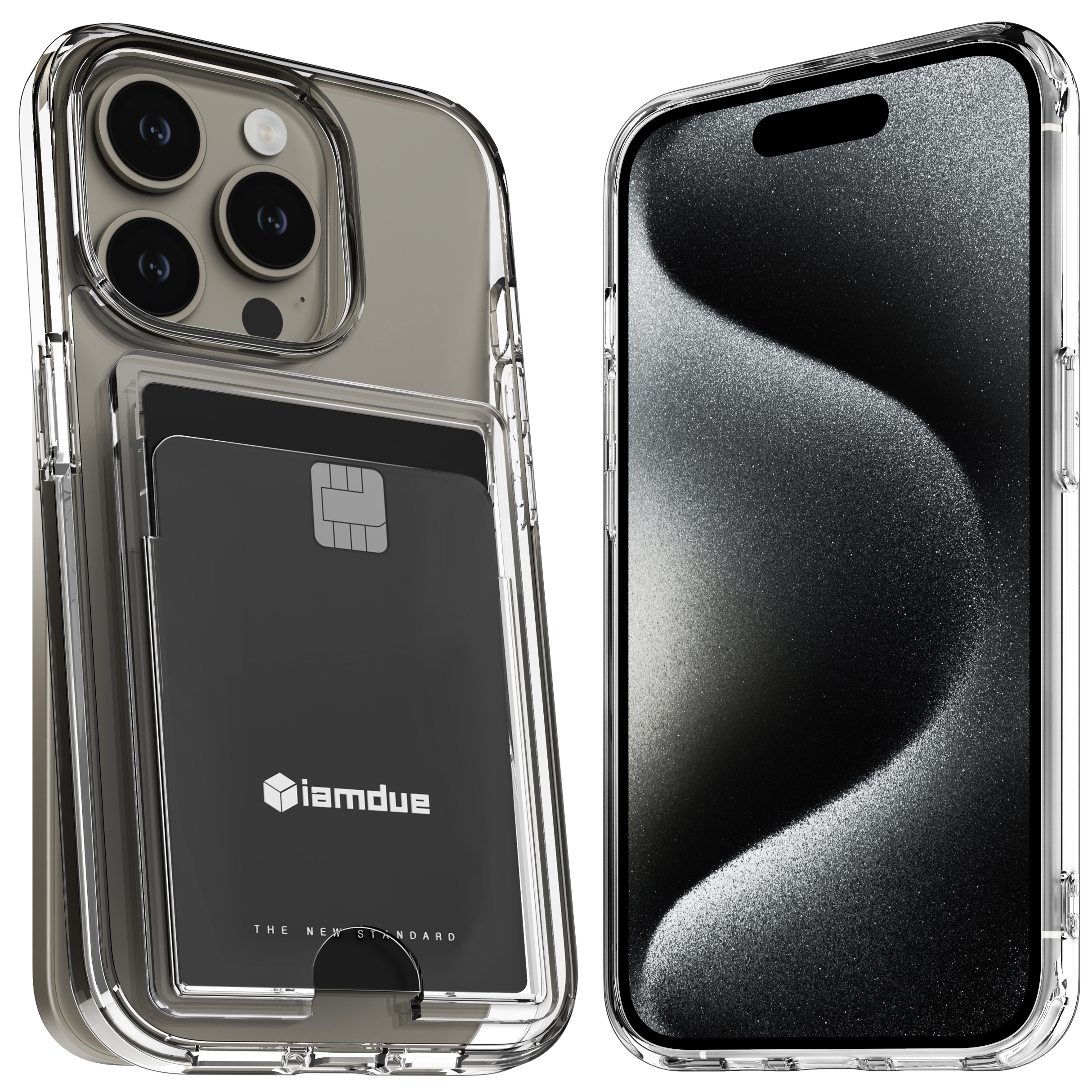 아이엠듀 변색방지 카드수납 케이스 2장 투명, 아이폰15 프로 맥스 제품 이미지