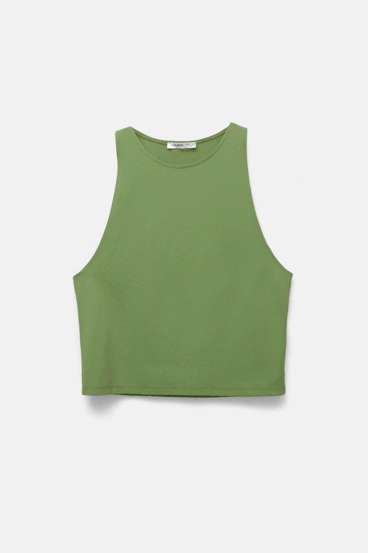 풀앤베어 베이직 크롭 폴리아미드 민소매 탑 3248/300 GREEN - 상품 이미지
