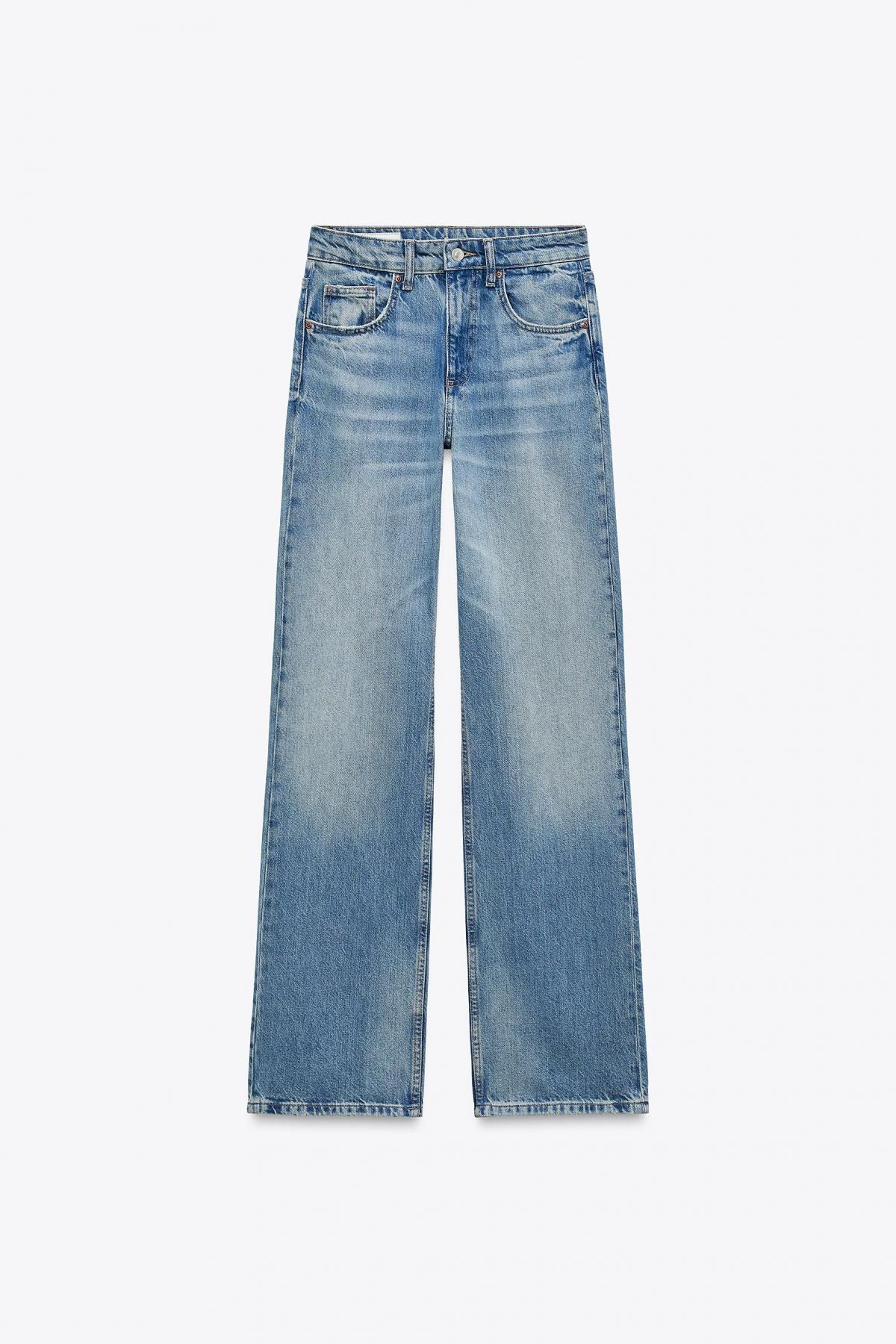 자라 데님 와이드핏 미드라이즈 롱 청바지 6688/026 LIGHT BLUE - 상세 이미지 5