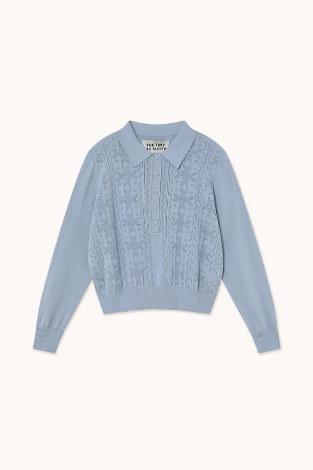 타이니코튼 라운드넥 니트 케이블 조직 JERSEY FRANK CALADO SS25-772L19 AZUL PASTEL - 메인 이미지