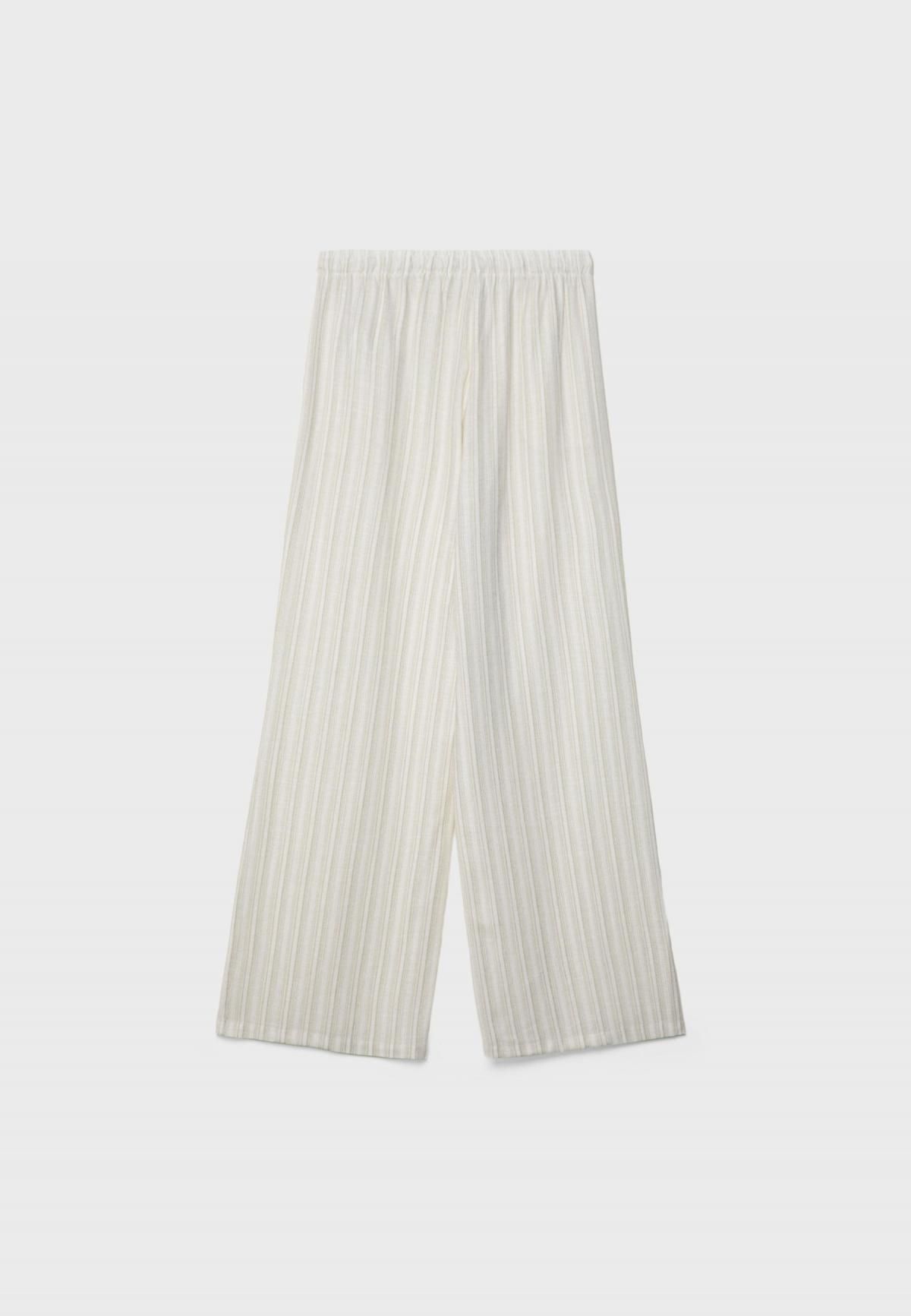 스트라디바리우스 린넨 블렌드 스트라이프 와이드 팬츠 1235/380 STONE - 상세 이미지 2