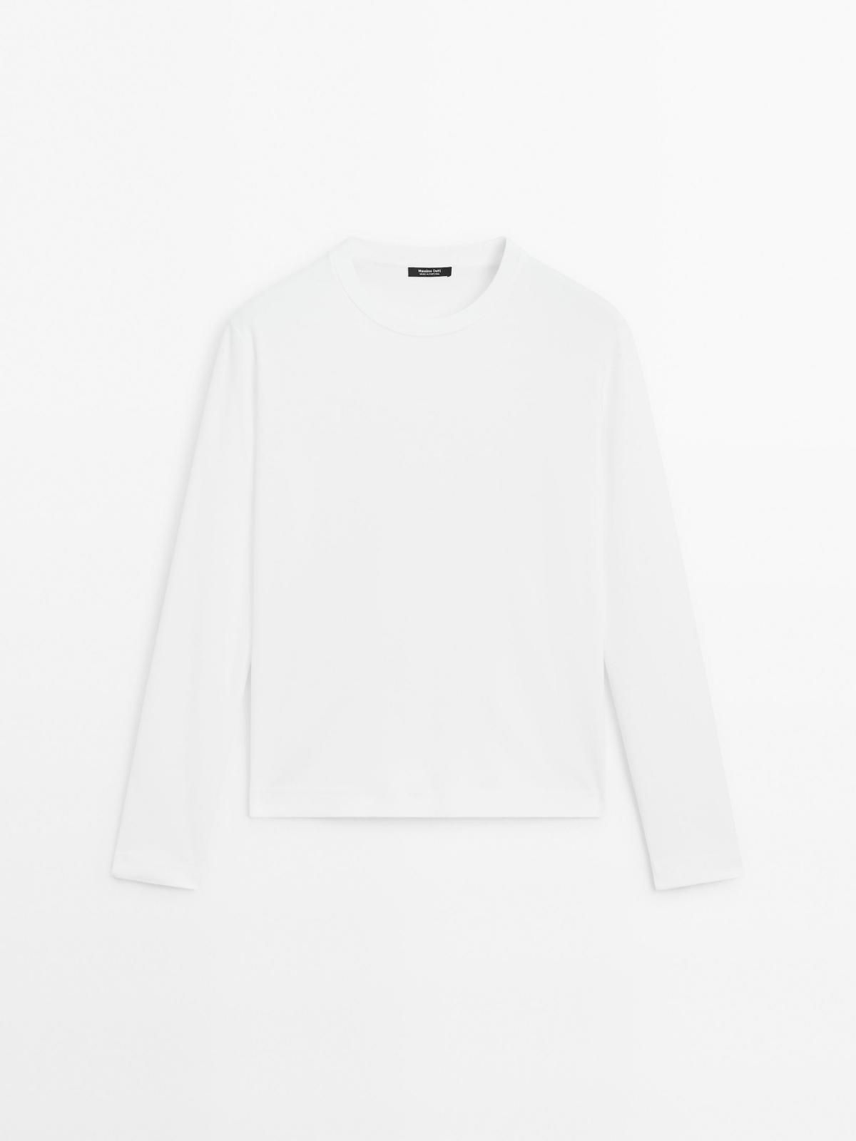 마시모두띠 100 코튼 인터록 긴팔 티셔츠 화이트 6820/906 OFF WHITE - 메인 이미지